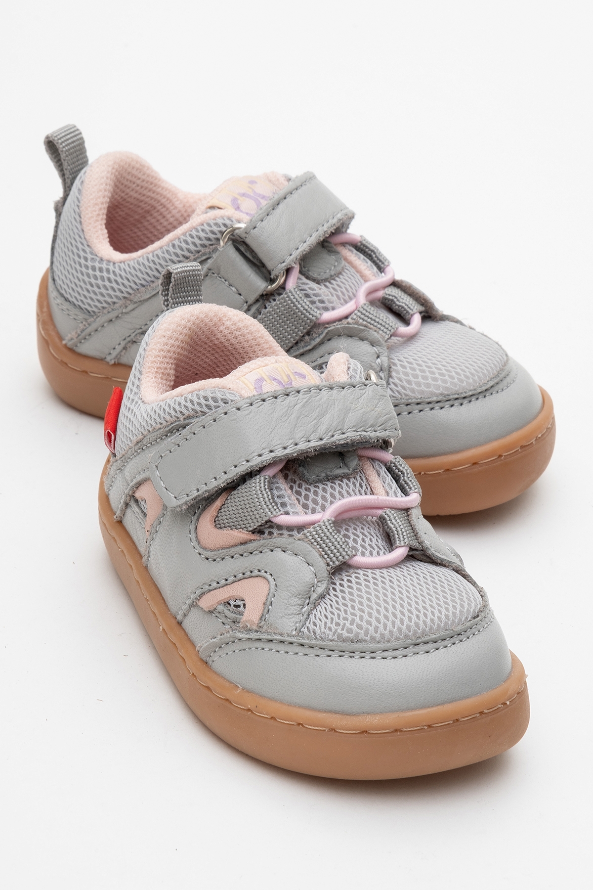 Unisex Çocuk Gri-Pudra Hakiki Deri Günlük Ayakkabı - Görsel 2