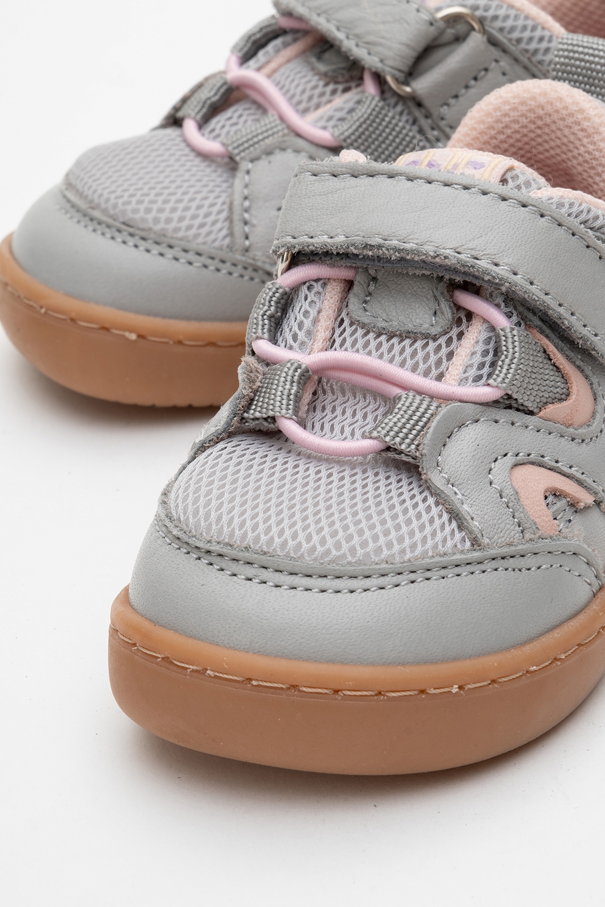 Unisex Çocuk Gri-Pudra Hakiki Deri Günlük Ayakkabı - Görsel 3