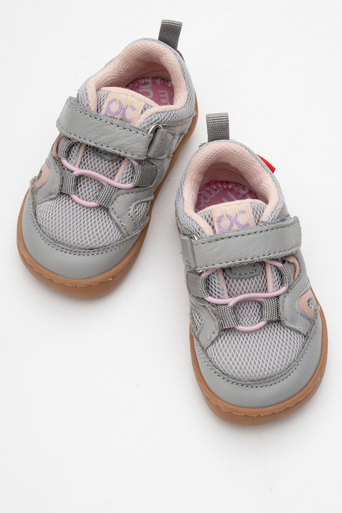 Unisex Çocuk Gri-Pudra Hakiki Deri Günlük Ayakkabı - Görsel 4