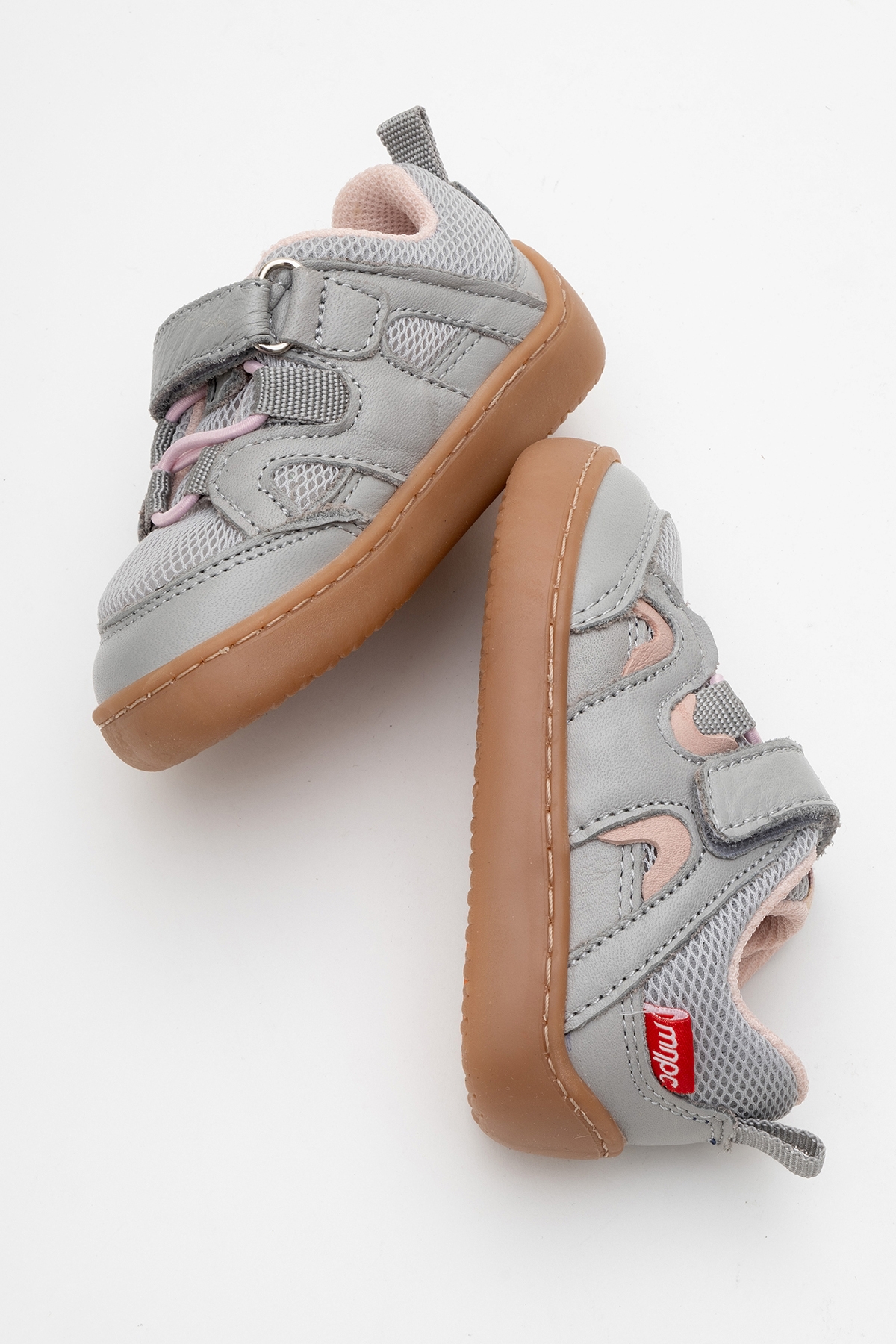 Unisex Çocuk Gri-Pudra Hakiki Deri Günlük Ayakkabı - Görsel 5