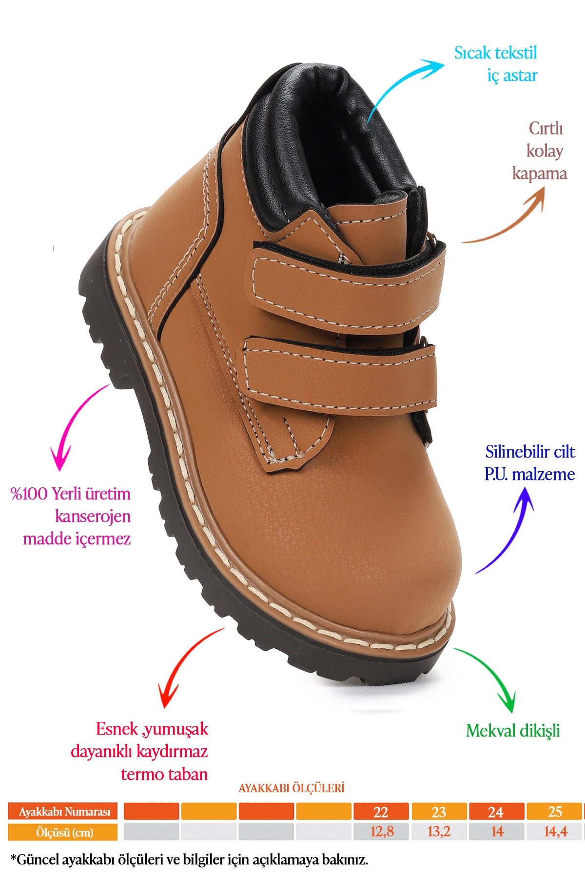 Azka Cırtlı Kız Çocuk Bot Ayakkabı Taba - Siyah - Görsel 3