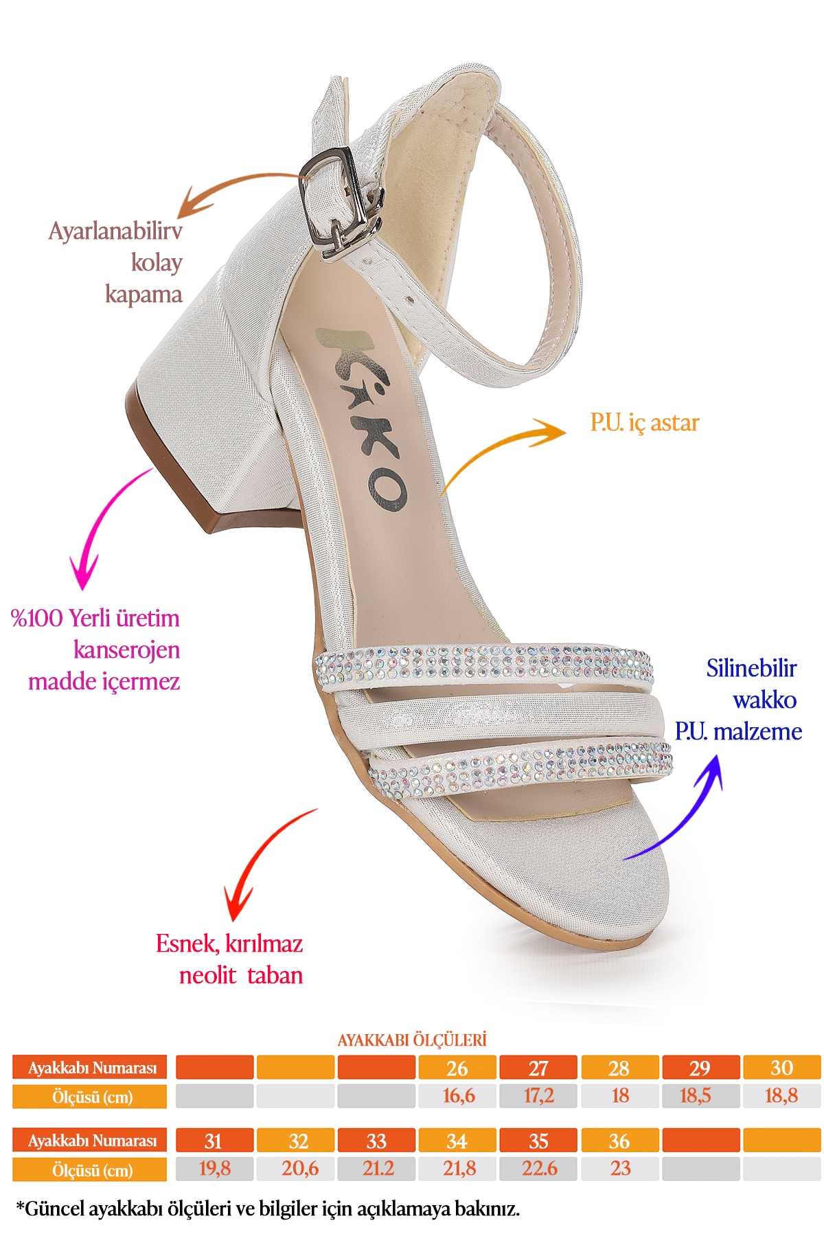 Helena Vakko Günlük Kız Çocuk 3 Cm Topuklu Sandalet Abiye Ayakkabı Sedef - Görsel 3