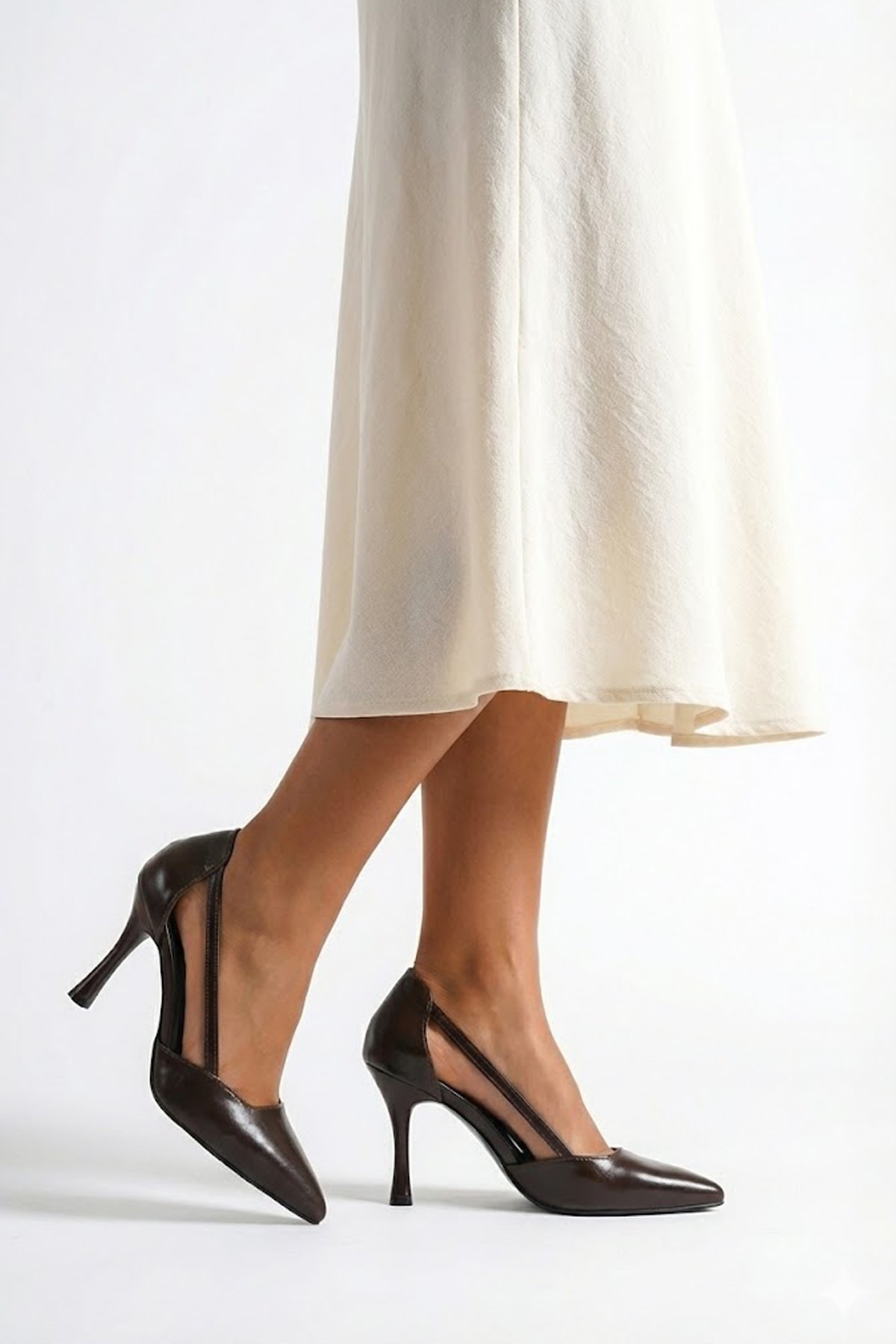 Elit 25KMST1302C Kadın Klasik Topuklu ayakkabı Kahverengi - Görsel 2