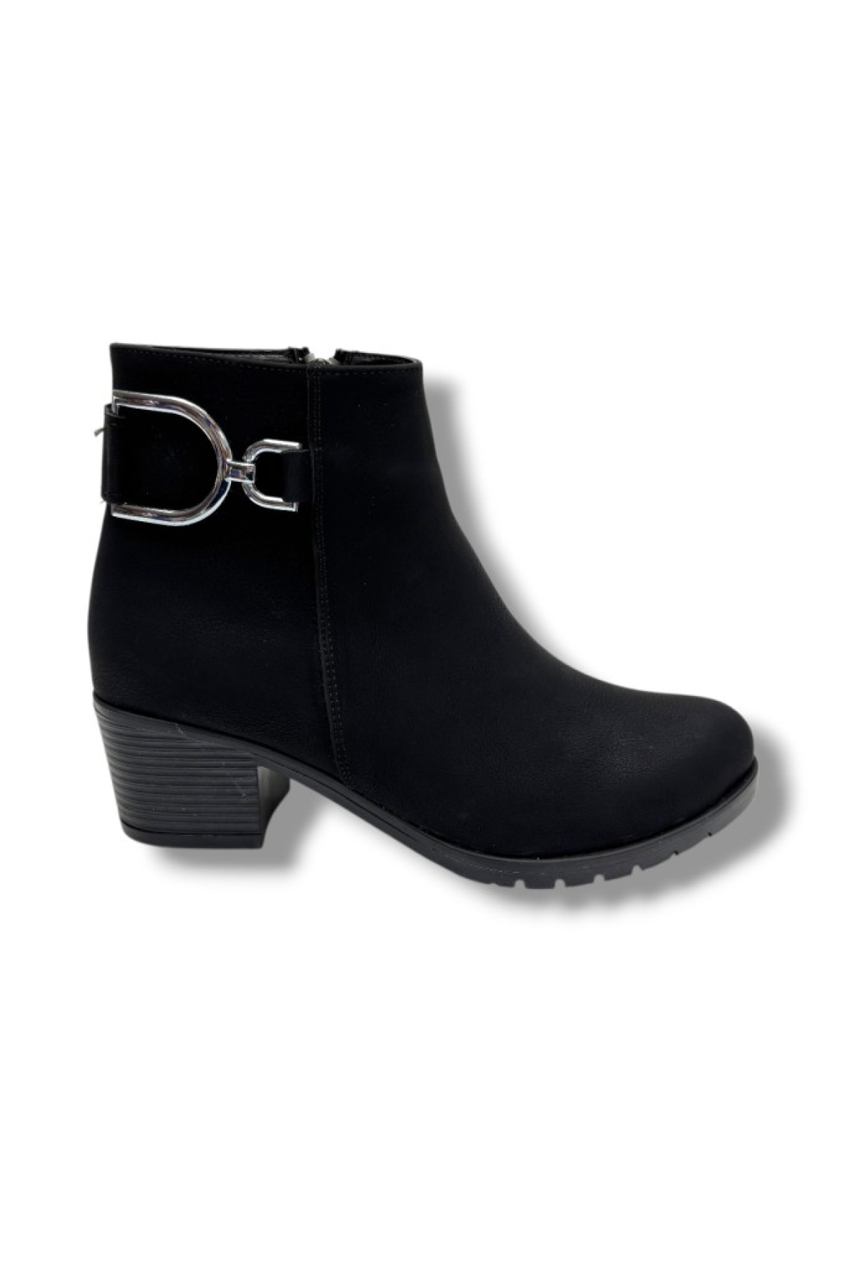 705-26 Yağlı Deri Trend Fashion Tokalı Fermuarlı Topuklu Kadın Bot - Görsel 3