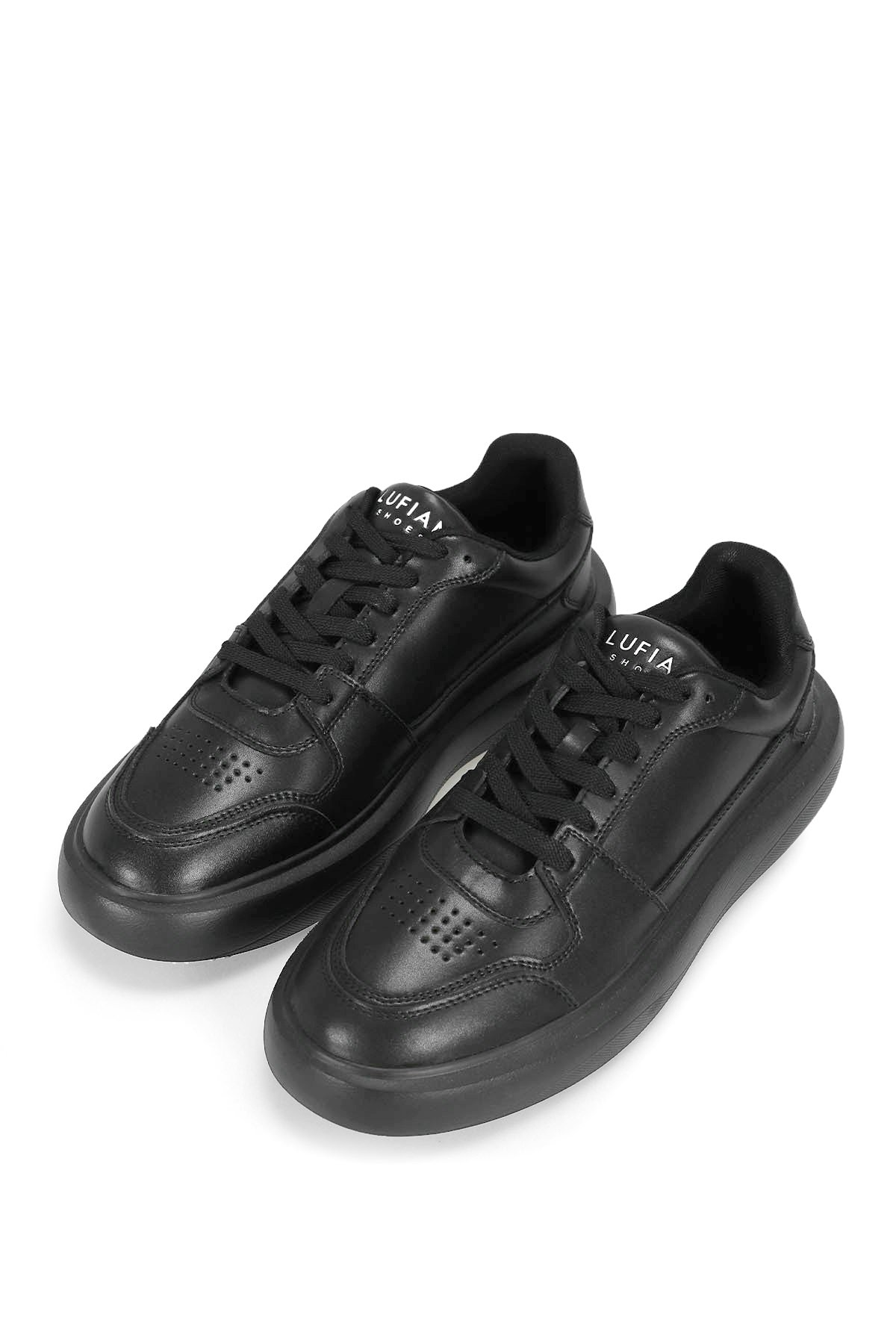 112230251 Mateas Erkek Hakiki Deri Klasik Sneaker Siyah - Görsel 5