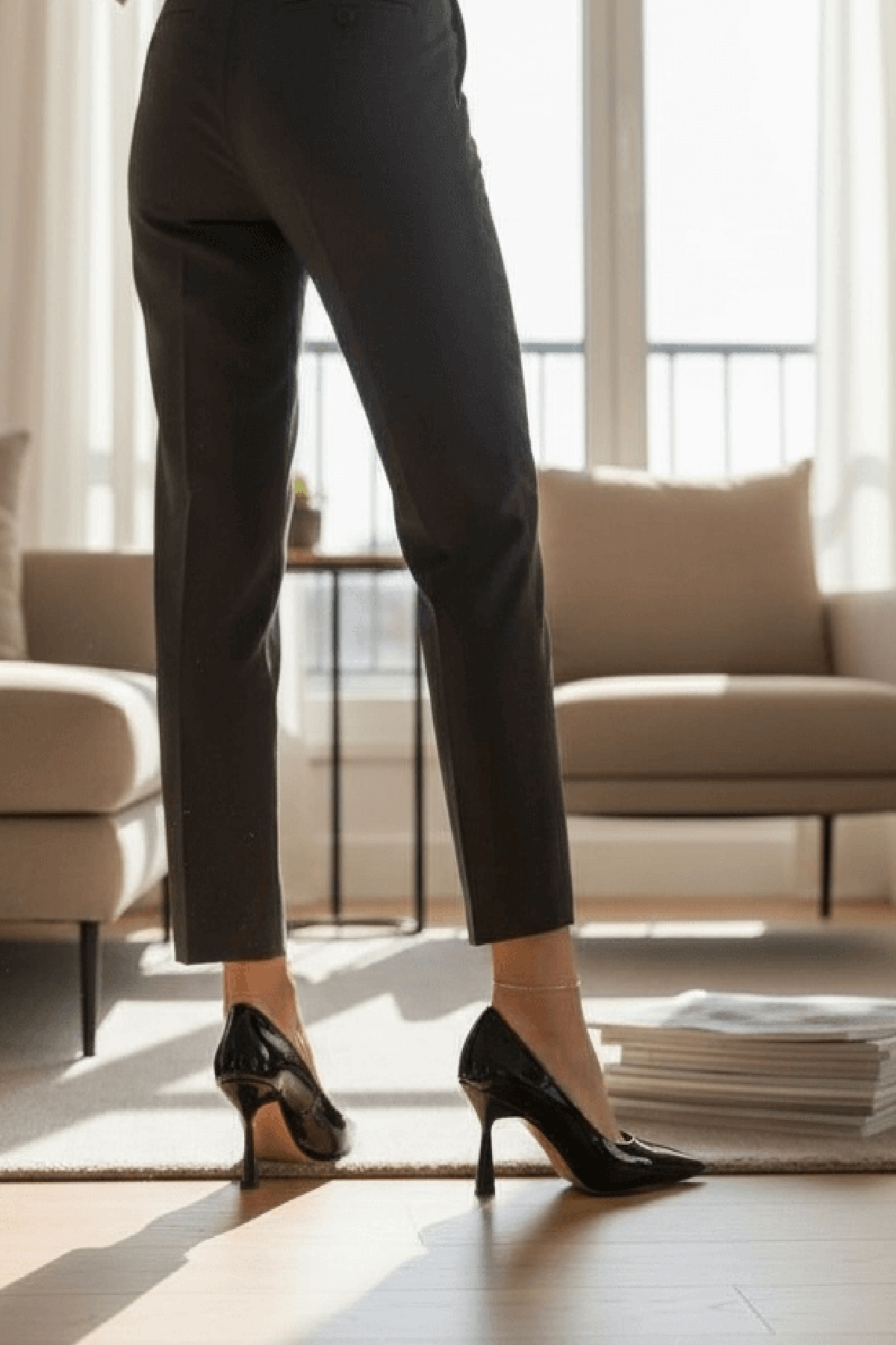 Saint Siyah Rugan (8 cm) Topuk Boyu Günlük Kullanım Stiletto - Görsel 4