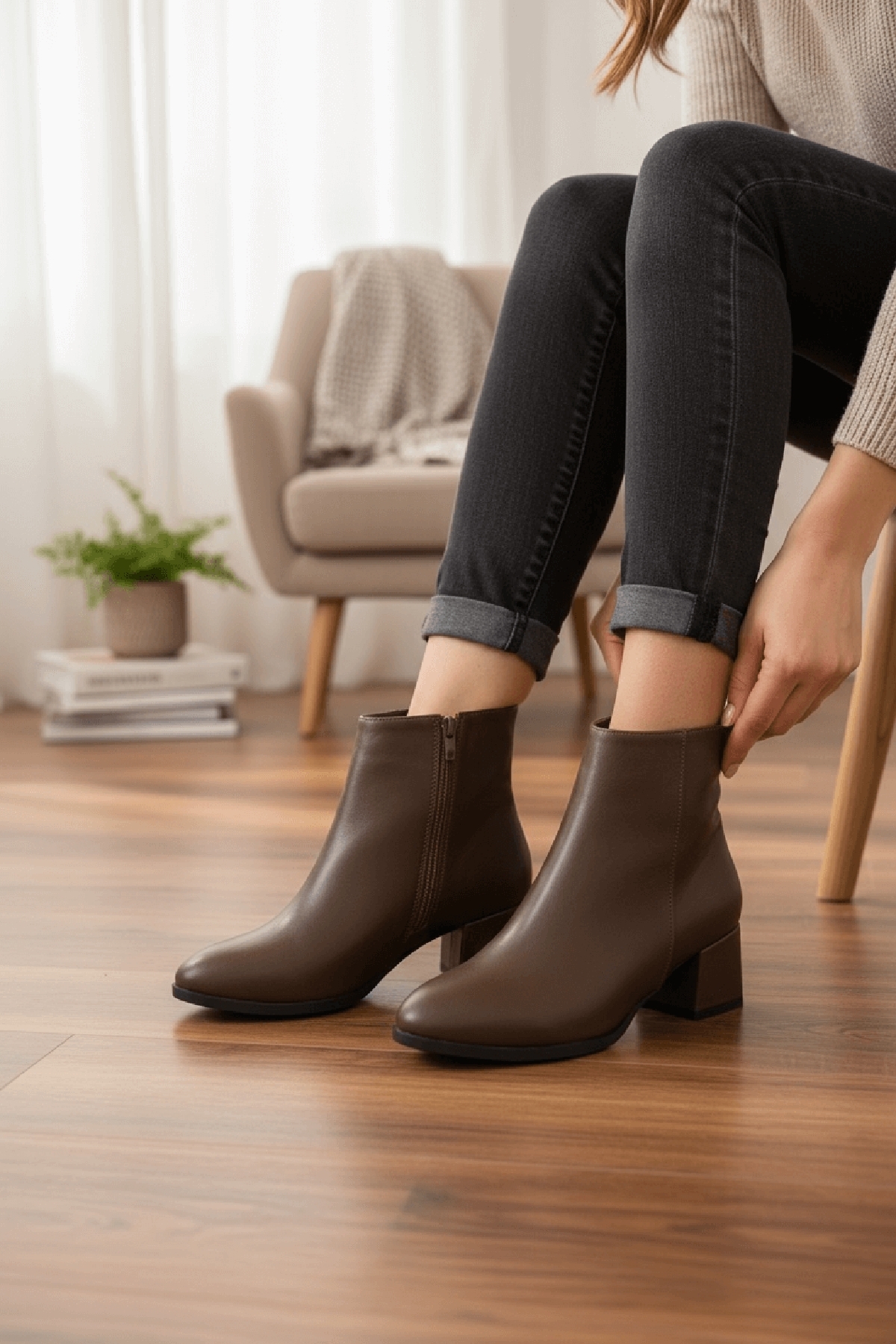 Fiamma Kahverengi ( 5 Cm Topuklu ) Günlük Kullanım Kadın Botu - Görsel 3