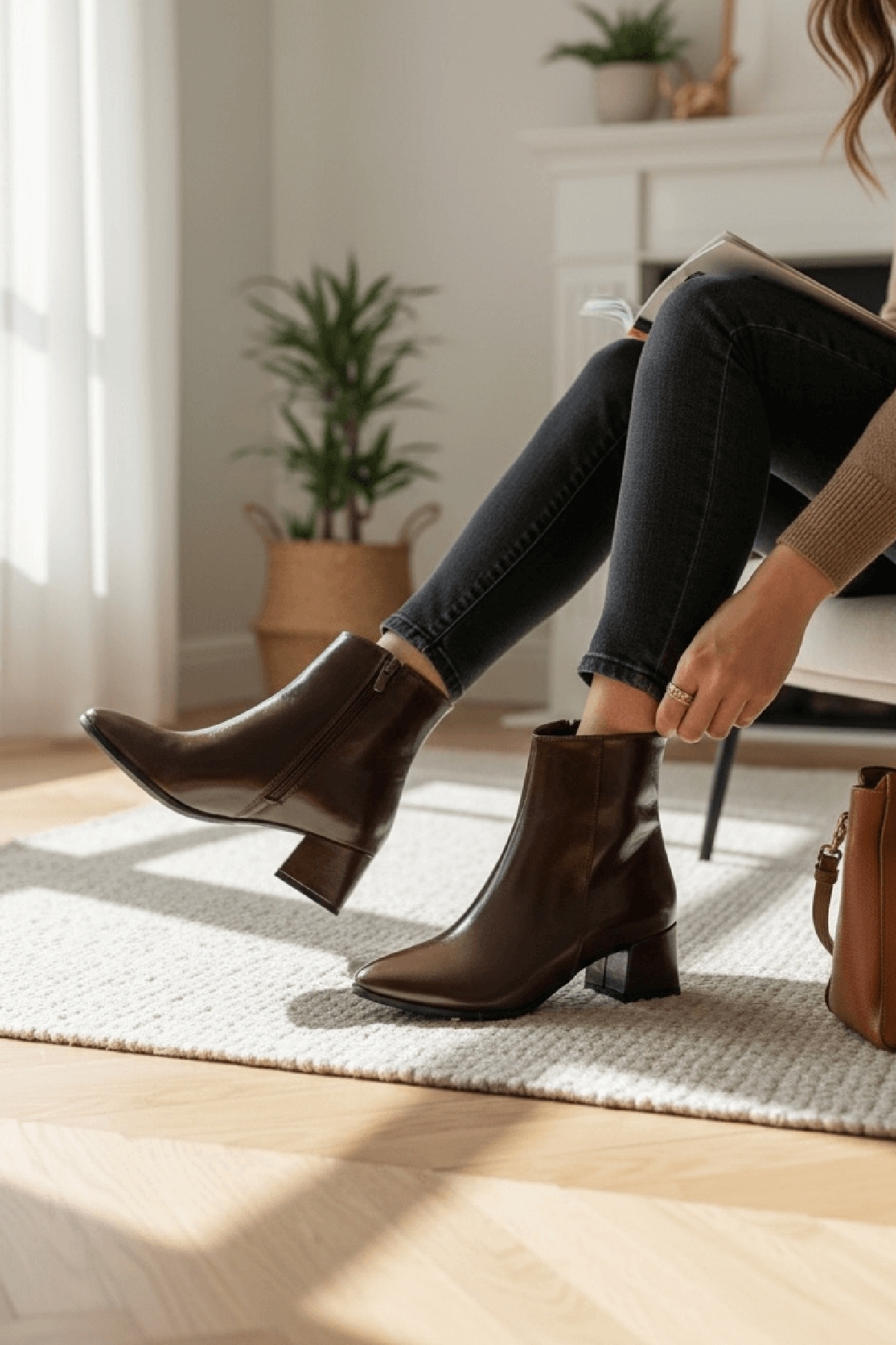 Fiamma Kahverengi Kırışık ( 5 Cm Topuklu ) Günlük Kullanım Kadın Botu - Görsel 5