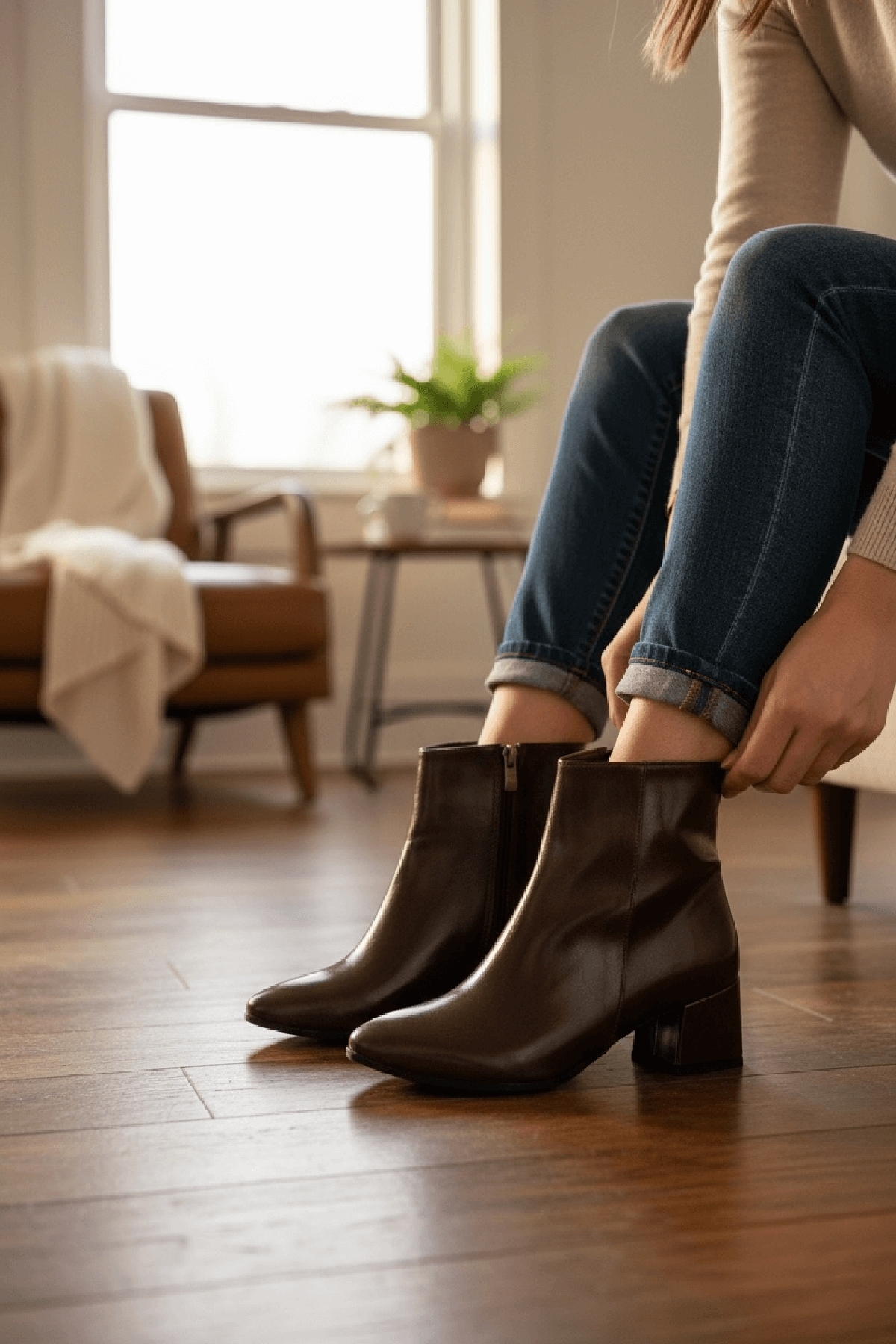 Fiamma Kahverengi Kırışık ( 5 Cm Topuklu ) Günlük Kullanım Kadın Botu - Görsel 7