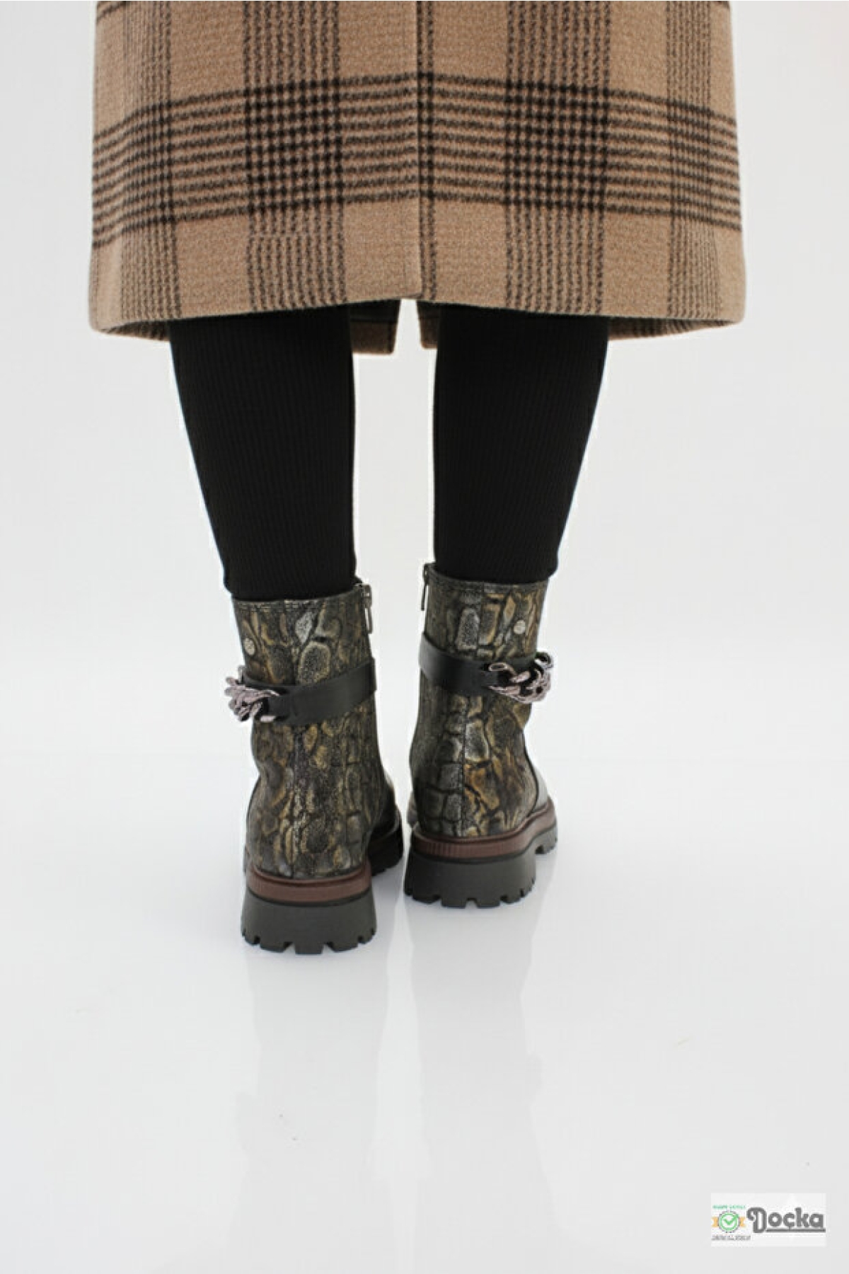 Kadın Leopar Desenli Hakiki Deri Ortopedik Fermuarlı Düz Kalın Taban Günlük Bot 4240 - Görsel 4