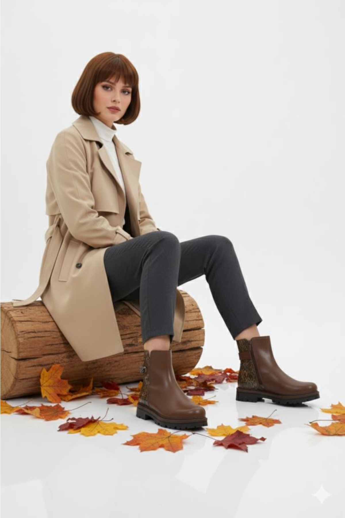 Kadın Leopar Desenli Hakiki Deri Ortopedik Fermuarlı Düz Kalın Taban Günlük Bot 4240 - Görsel 2