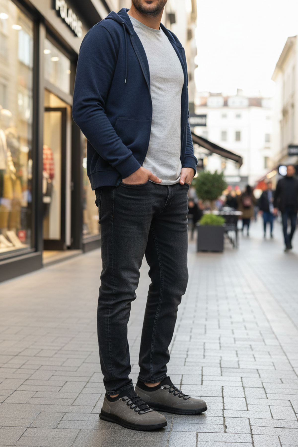 106139N.M 5PR GRI Erkek Comfort Ayakkabı - Görsel 3