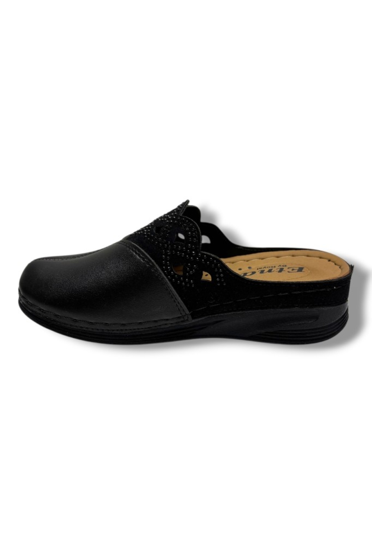 Poli 727-26 Cilt Deri İşlemeli Boncuk Taşlı Anatomik Sabo Kadın Terlik - Görsel 4