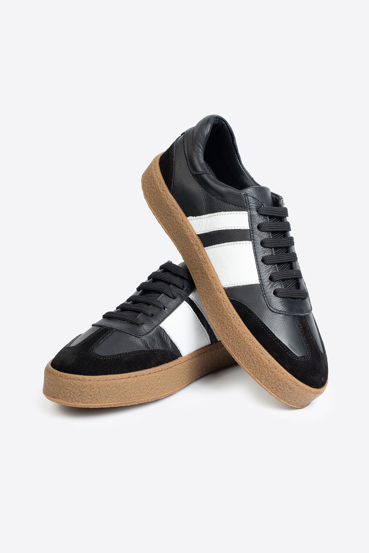 Şerit Detaylı Klasik Deri Spor Ayakkabı - Görsel 6