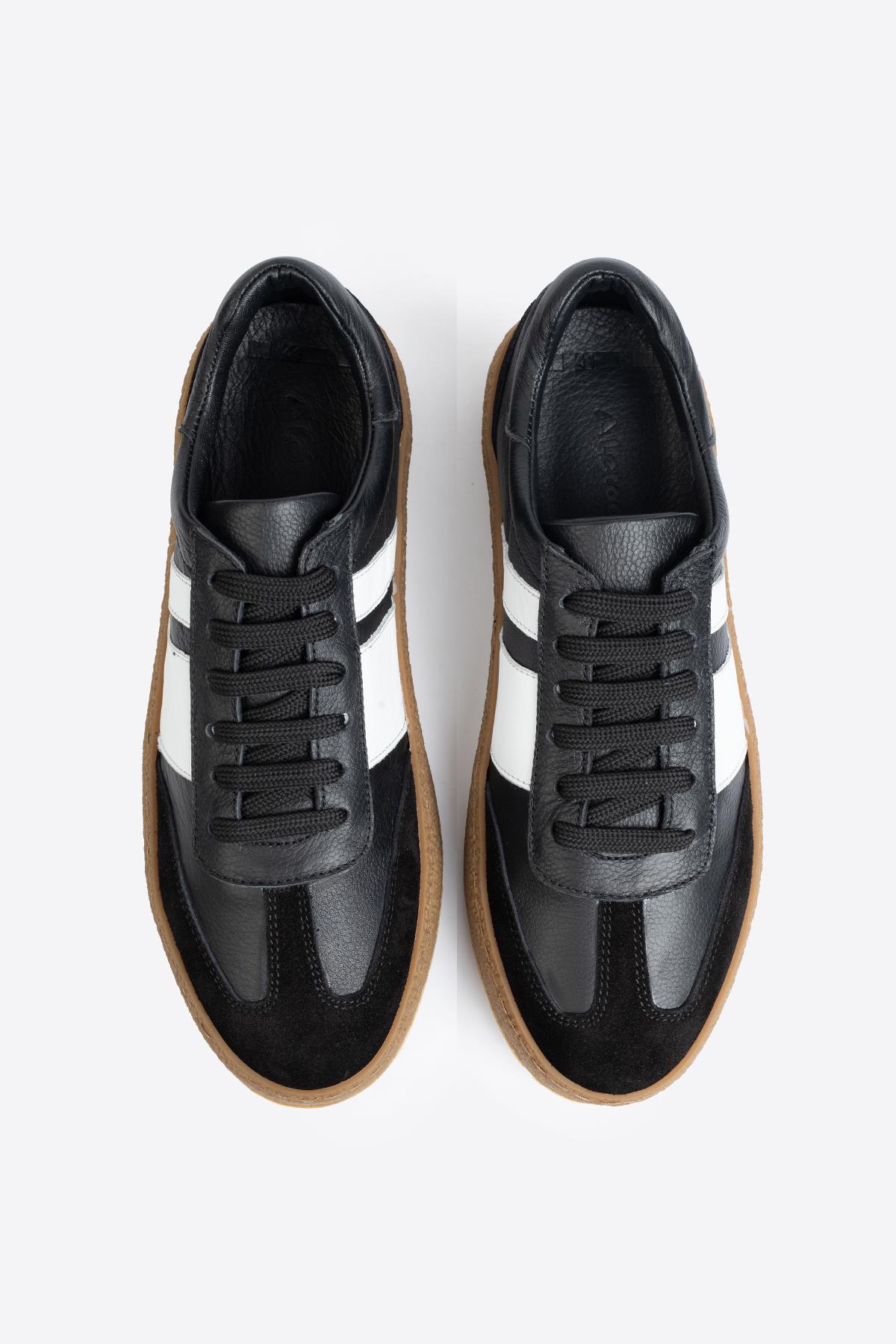 Şerit Detaylı Klasik Deri Spor Ayakkabı - Görsel 7