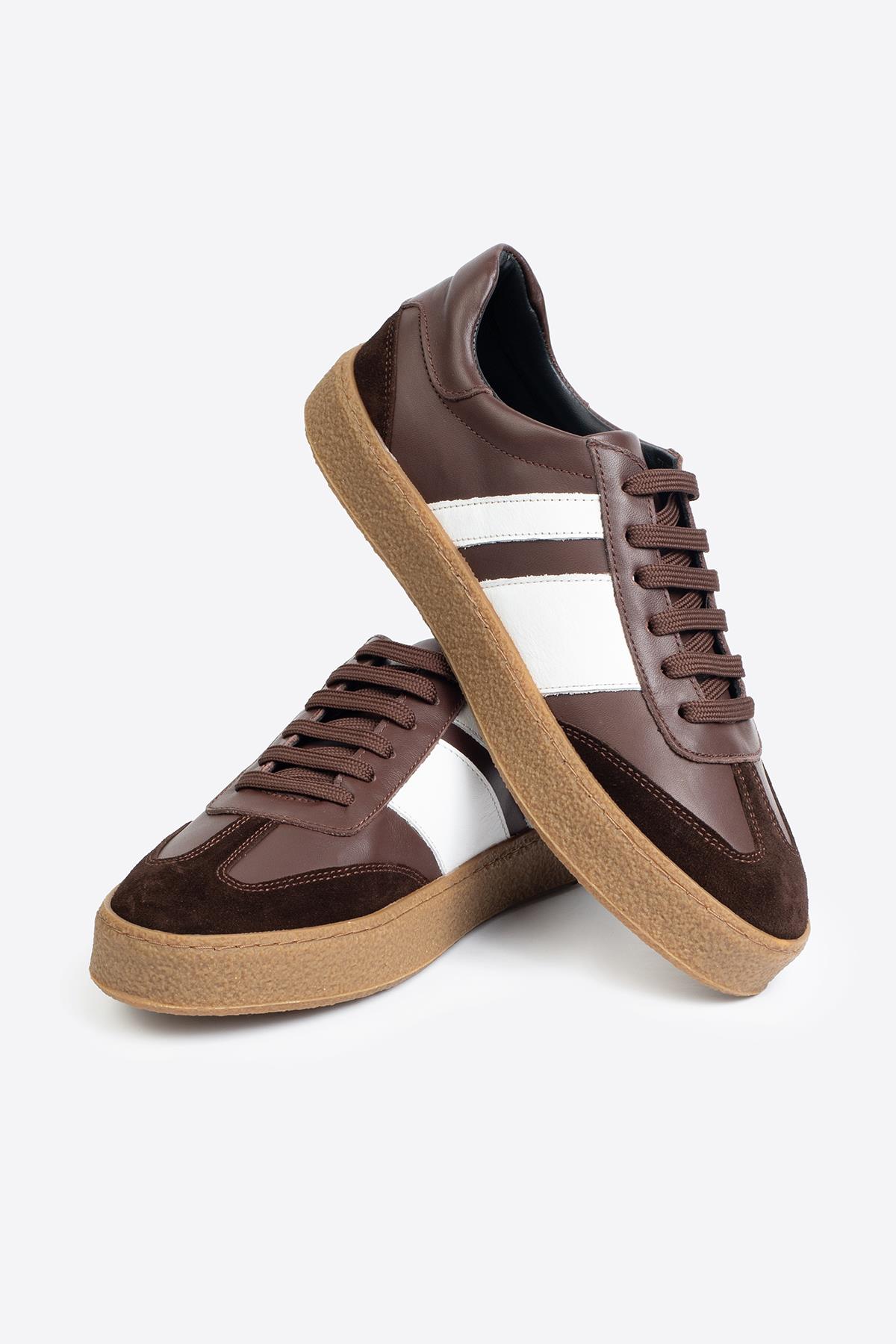 Şerit Detaylı Klasik Deri Spor Ayakkabı - Görsel 6