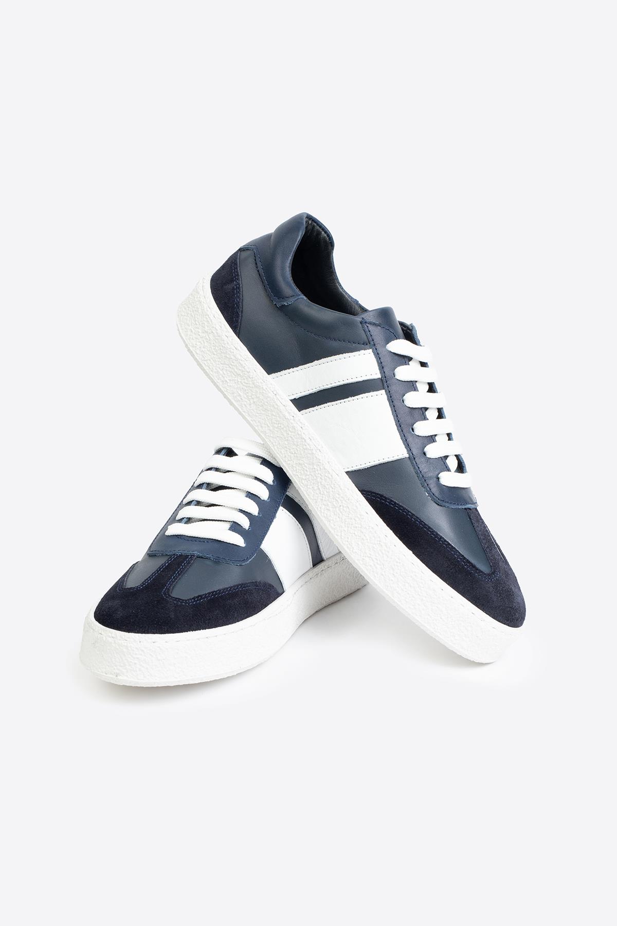 Şerit Detaylı Klasik Deri Spor Ayakkabı - Görsel 6