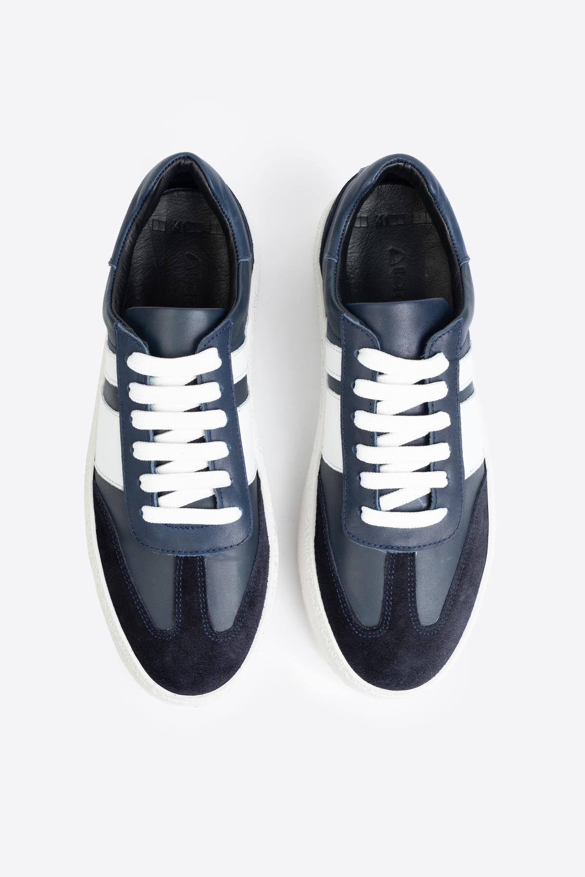 Şerit Detaylı Klasik Deri Spor Ayakkabı - Görsel 7