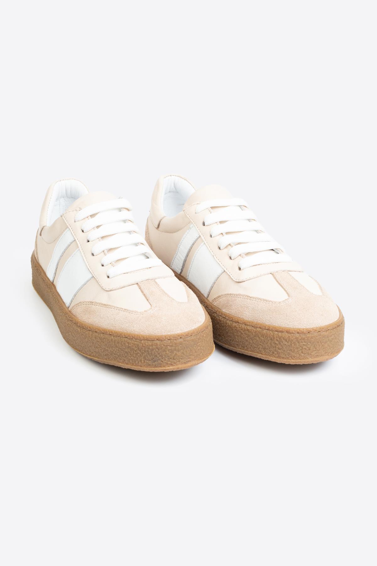 Şerit Detaylı Klasik Deri Spor Ayakkabı - Görsel 3