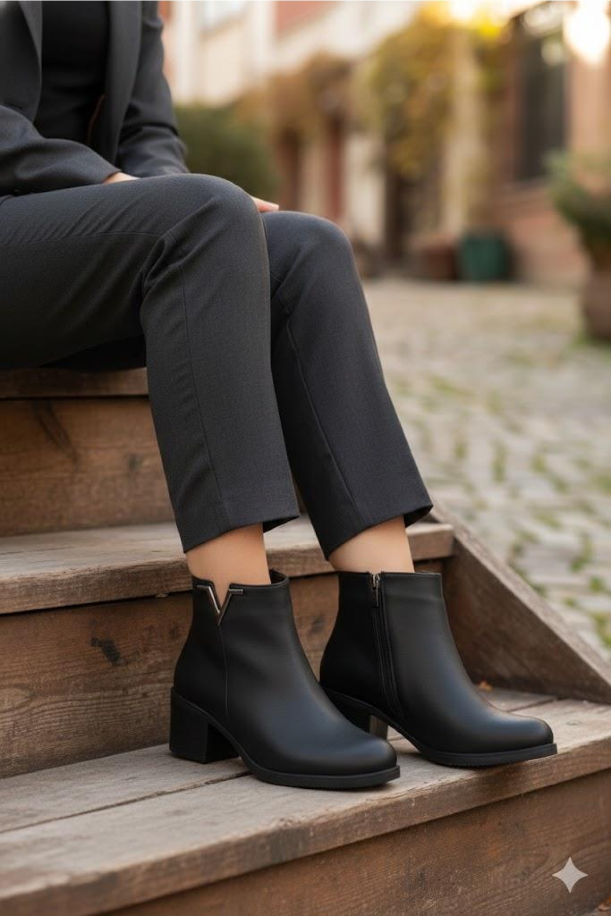 30542 Rahat Toka Detaylı 5 Cm Topuk Yüksekliği Sıcak Astar Kadın Bot - Görsel 2