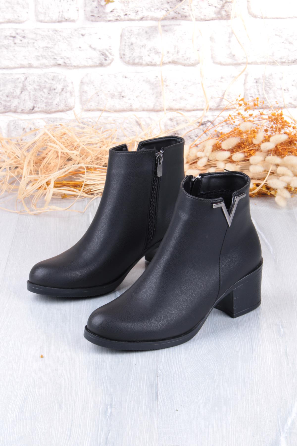 30542 Rahat Toka Detaylı 5 Cm Topuk Yüksekliği Sıcak Astar Kadın Bot - Görsel 6