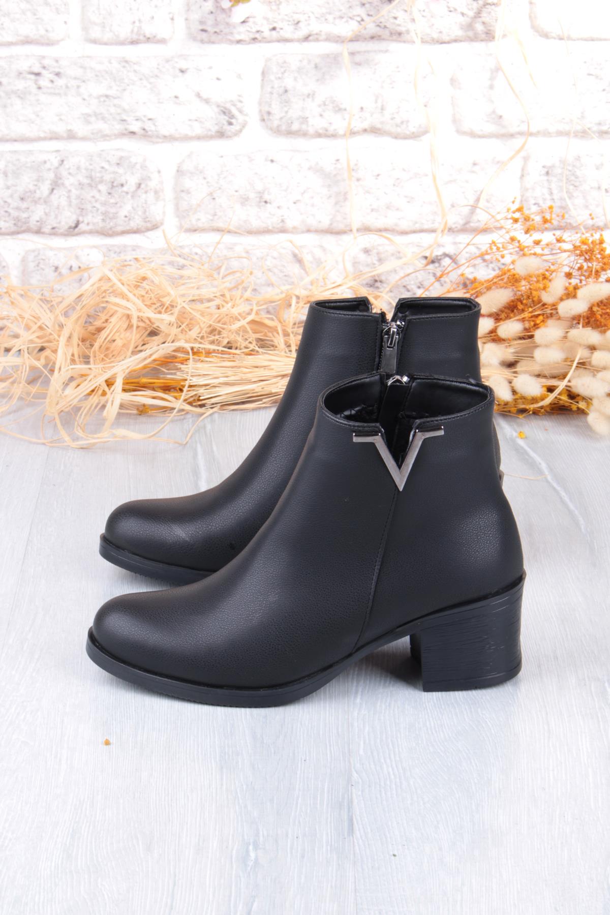 30542 Rahat Toka Detaylı 5 Cm Topuk Yüksekliği Sıcak Astar Kadın Bot - Görsel 8