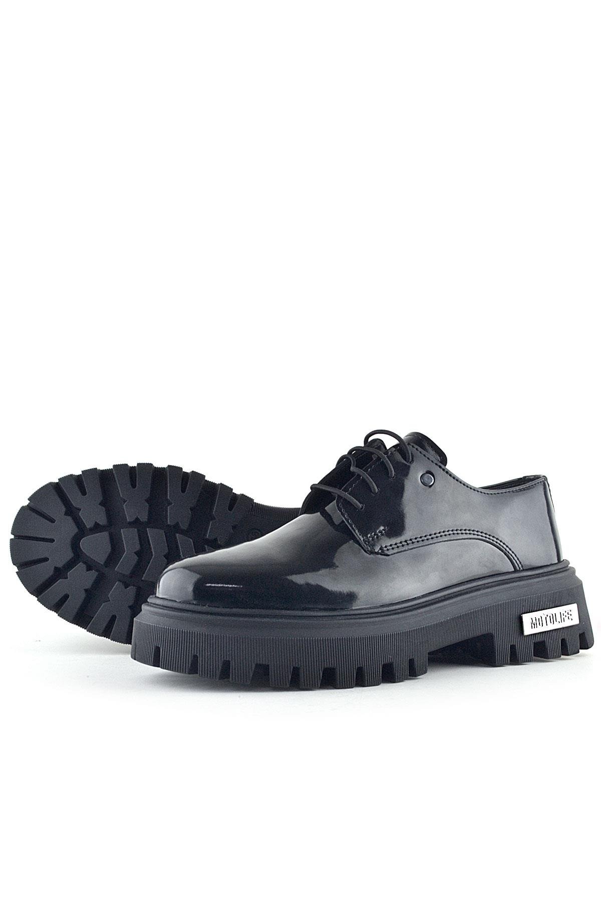 Siyah Rugan Bağcıklı Oxford Metal Detaylı Günlük Ayakkabı - Görsel 8