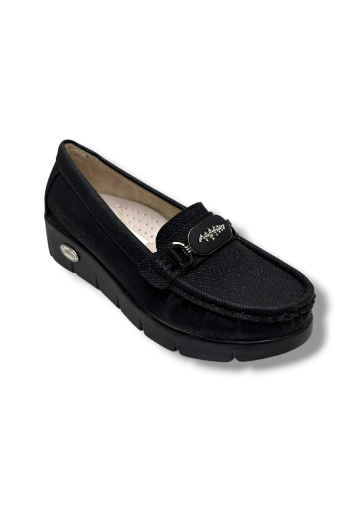 C-Shoes SL422-26 Baskı Kot Deri Zikzak Taşlı Toka Comfort Kadın Ayakkabı - Görsel 2