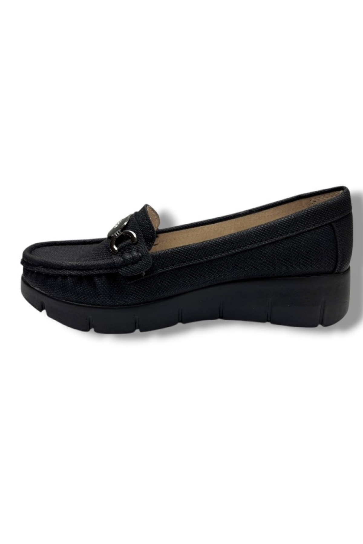 C-Shoes SL422-26 Baskı Kot Deri Zikzak Taşlı Toka Comfort Kadın Ayakkabı - Görsel 4