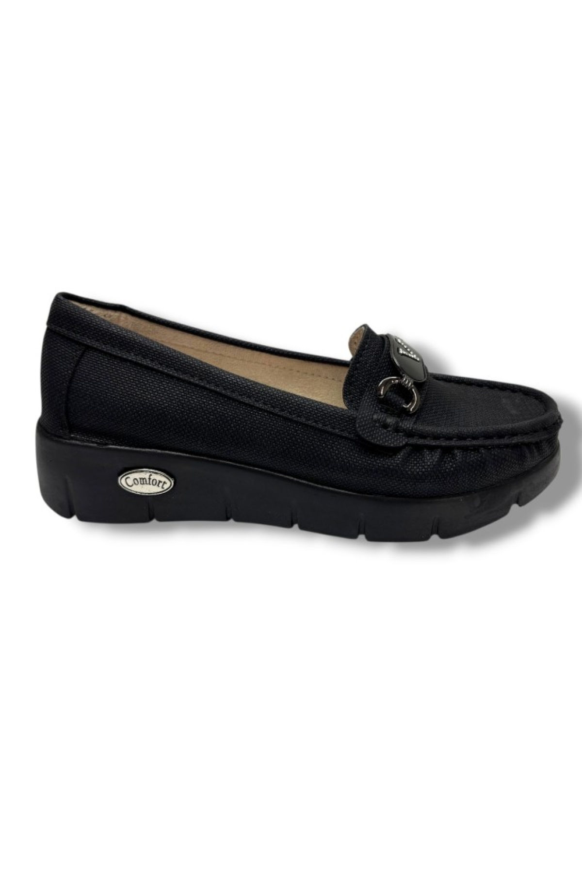 C-Shoes SL420-26 Baskı Kot Deri V Toka Comfort Kadın Ayakkabı - Görsel 3