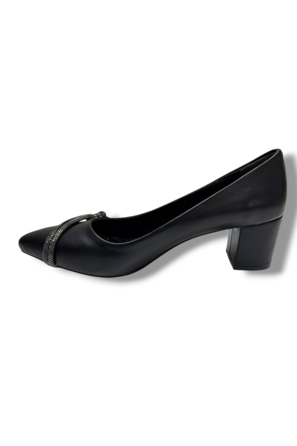 C-Shoes CV137-26 Cilt Deri Düğüm Taşlı Kalın Topuk Kadın Ayakkabı 41-42 - Görsel 4