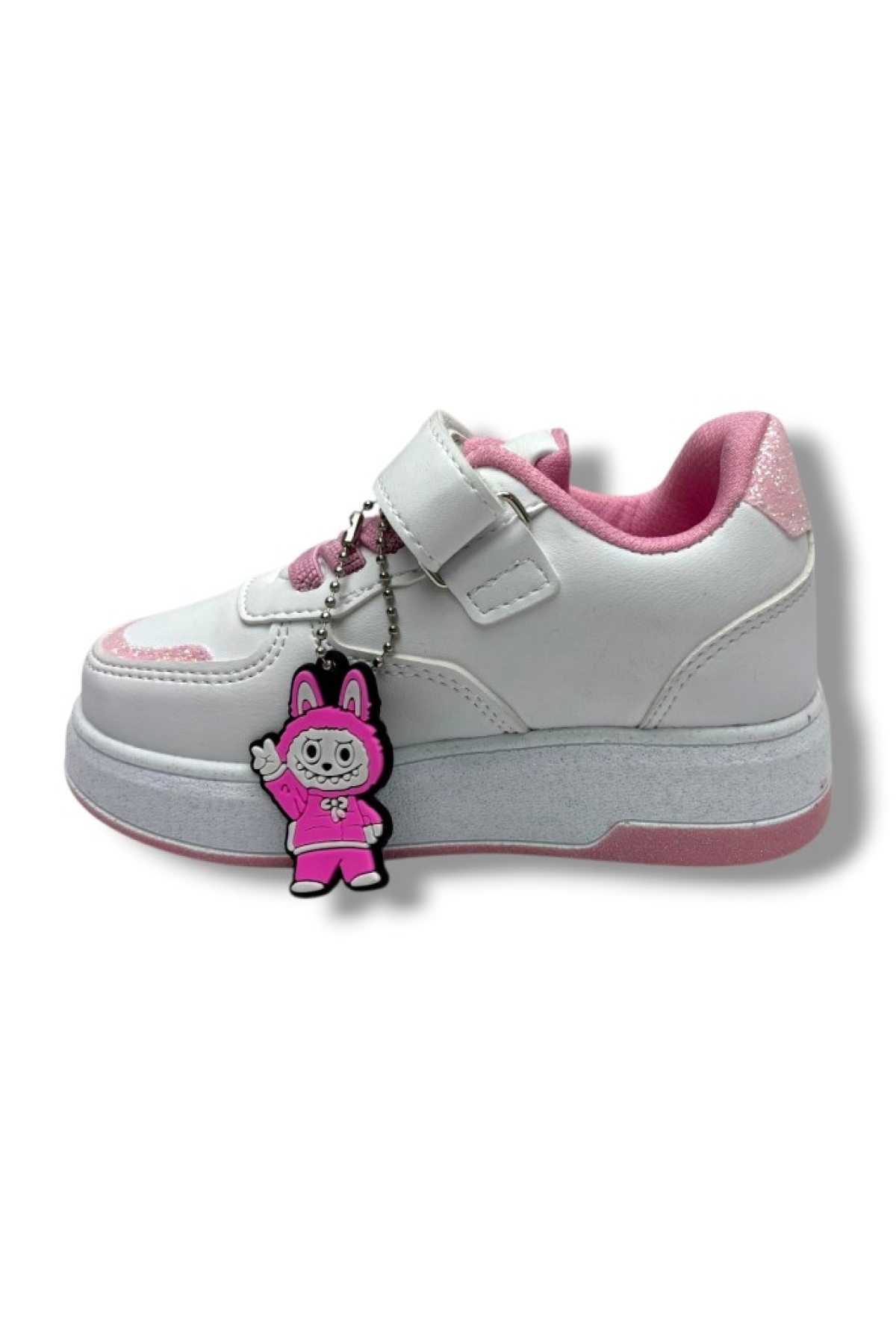 ProKids 4011-26 Cilt Deri Labubu Maskotlu Anatomik Kız Çocuk Sneaker Beyaz Pembe 26-30 - Görsel 4