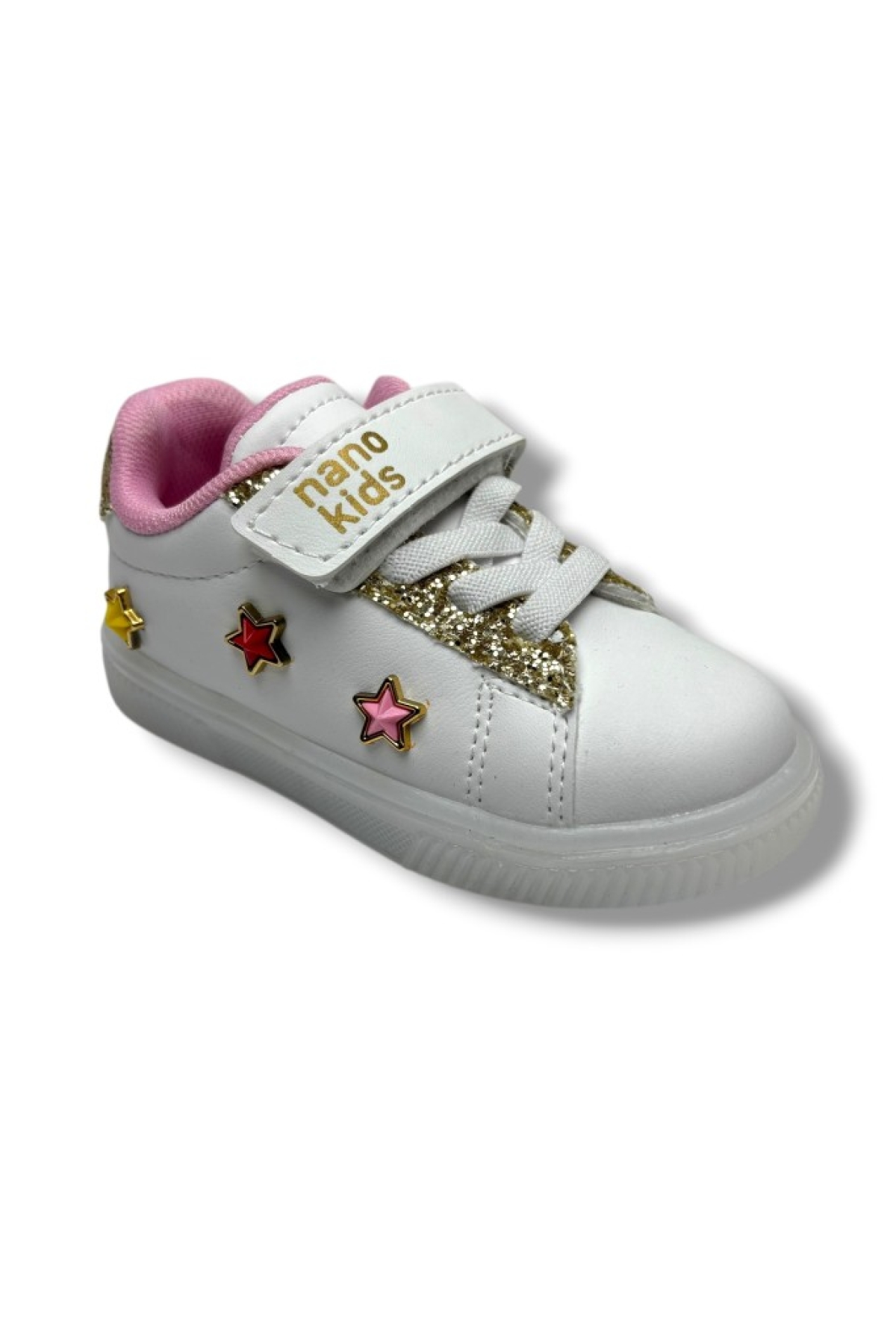 Nano Kids 1893-26 Deri Anatomik Işıklı Kız Çocuk Sneaker Beyaz Altın 26-30 - Görsel 2