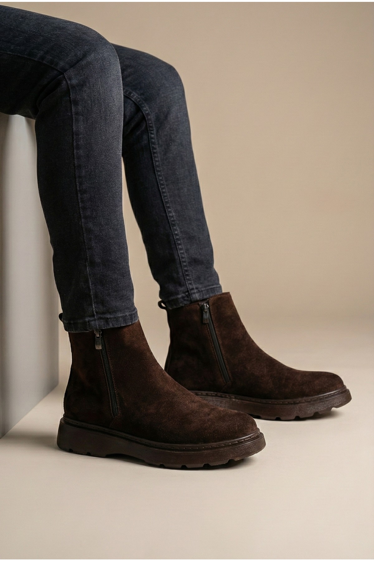 CHELSEY Hakiki Deri Çift Fermuarlı Erkek Kışlık Bot - Görsel 8