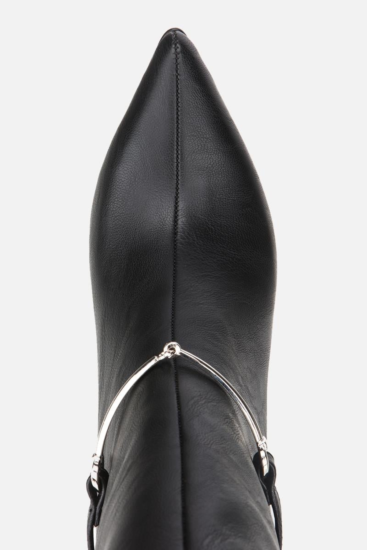 Kadın Siyah İnce Kemerli Tokalı Topuklu Çizme - Görsel 6