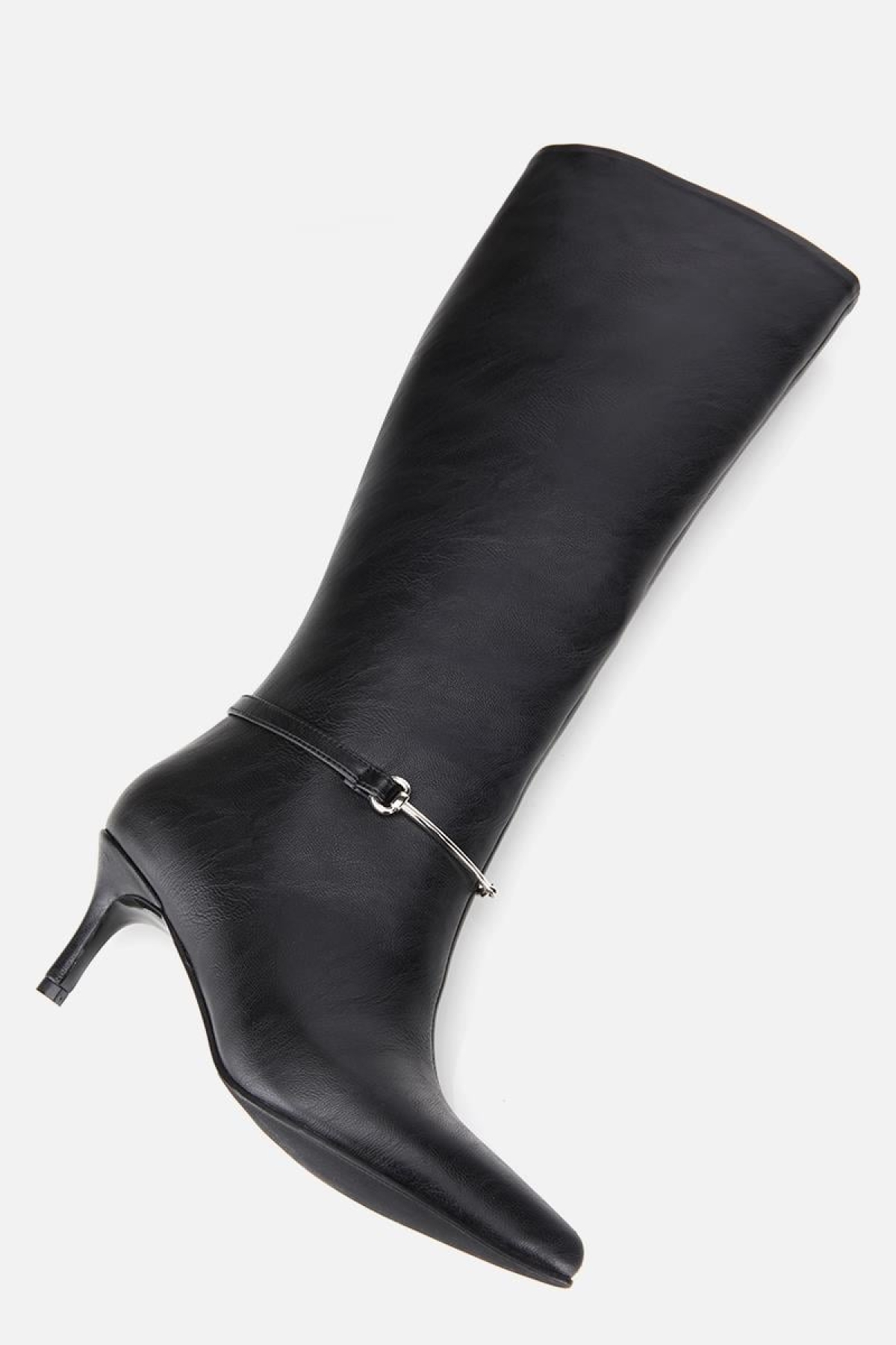 Kadın Siyah İnce Kemerli Tokalı Topuklu Çizme - Görsel 7