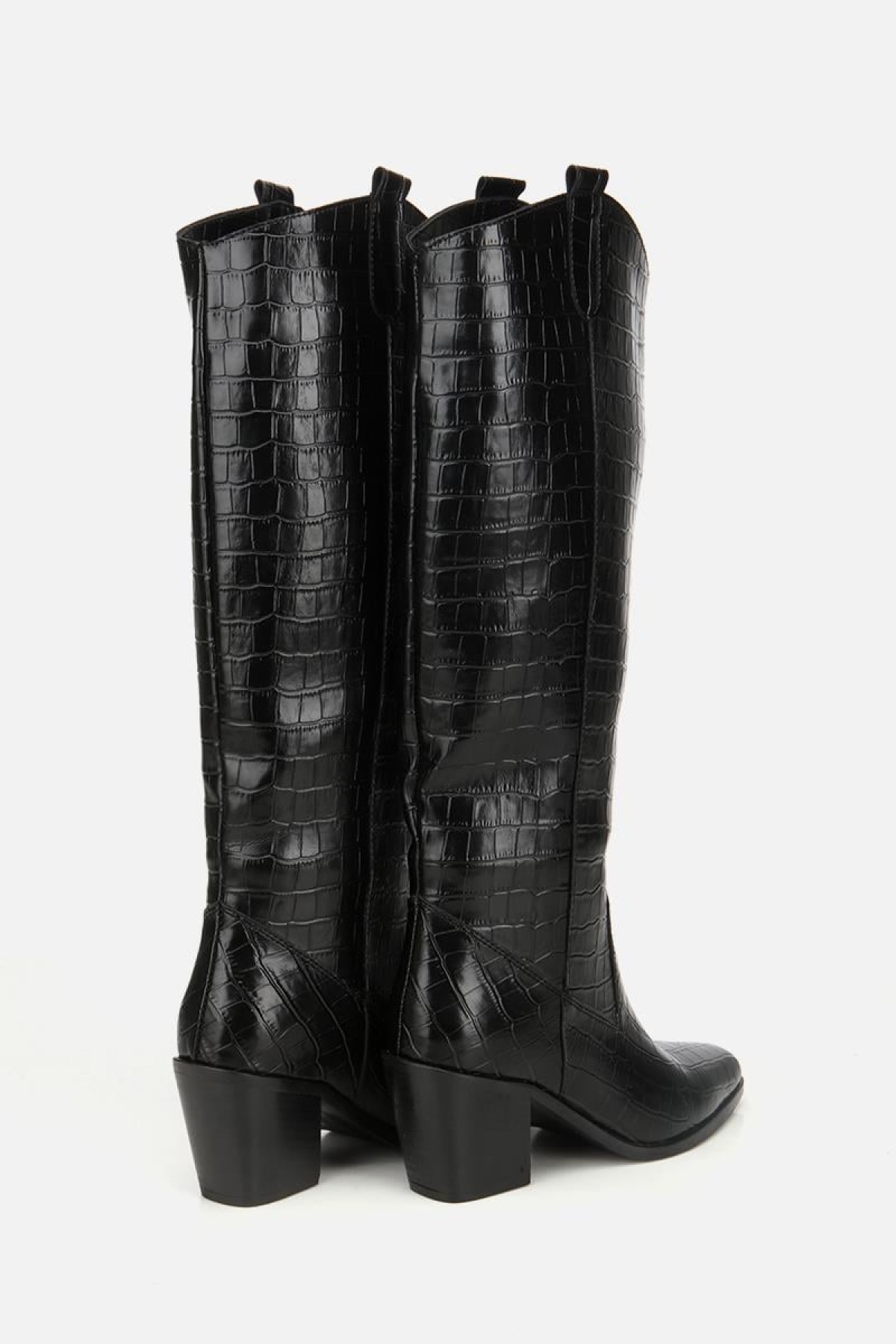 Kadın Siyah Kroko Desenli Kovboy Topuklu Çizme - Görsel 5