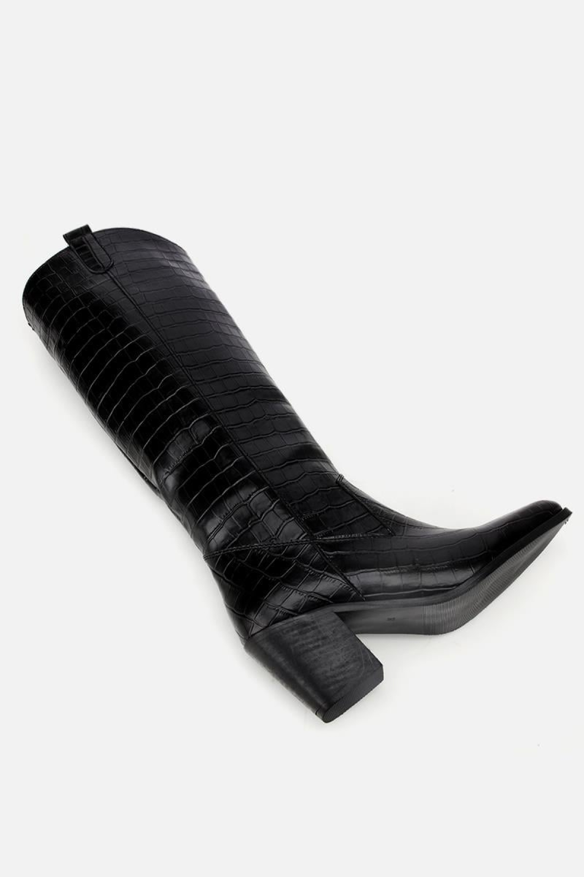 Kadın Siyah Kroko Desenli Kovboy Topuklu Çizme - Görsel 7