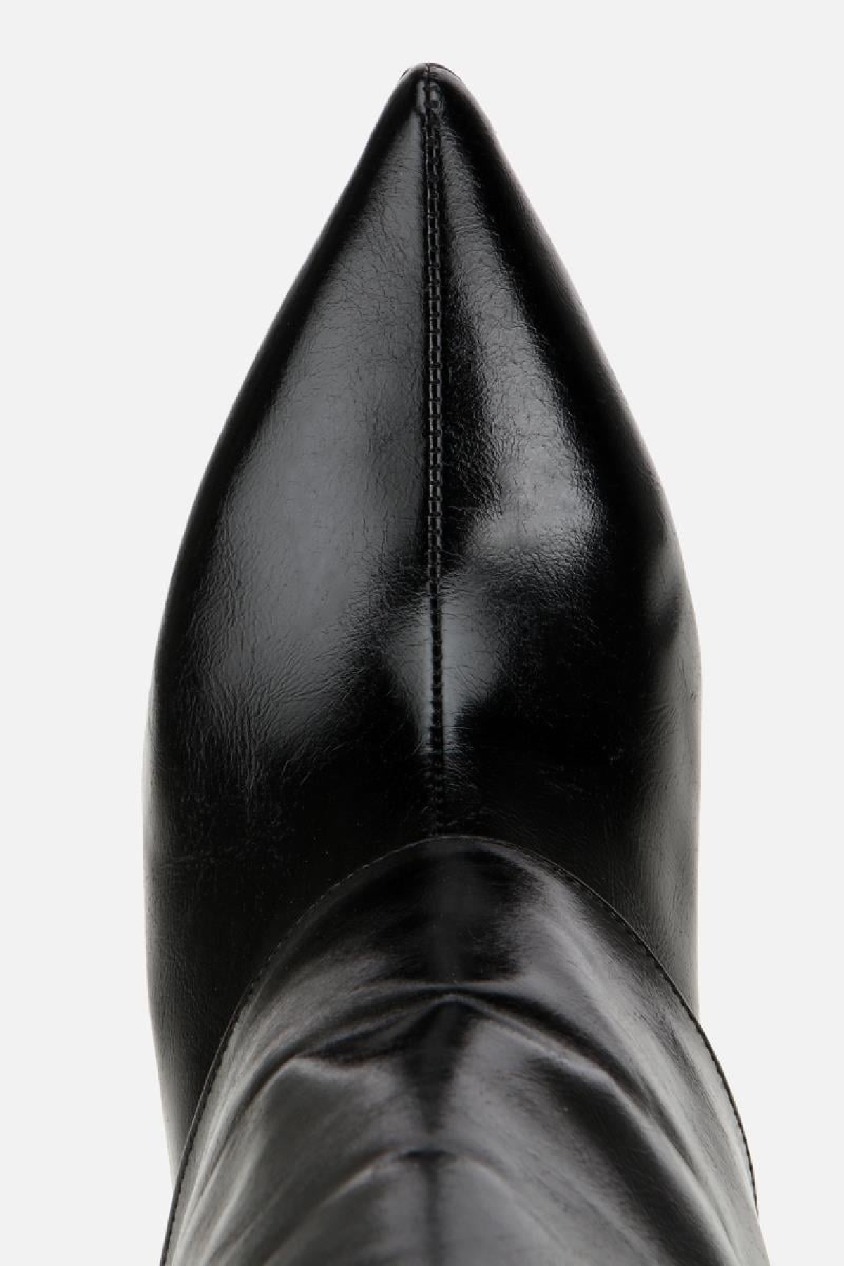 Kadın Rugan Siyah Kırışık Görünümlü Topuklu Çizme - Görsel 6