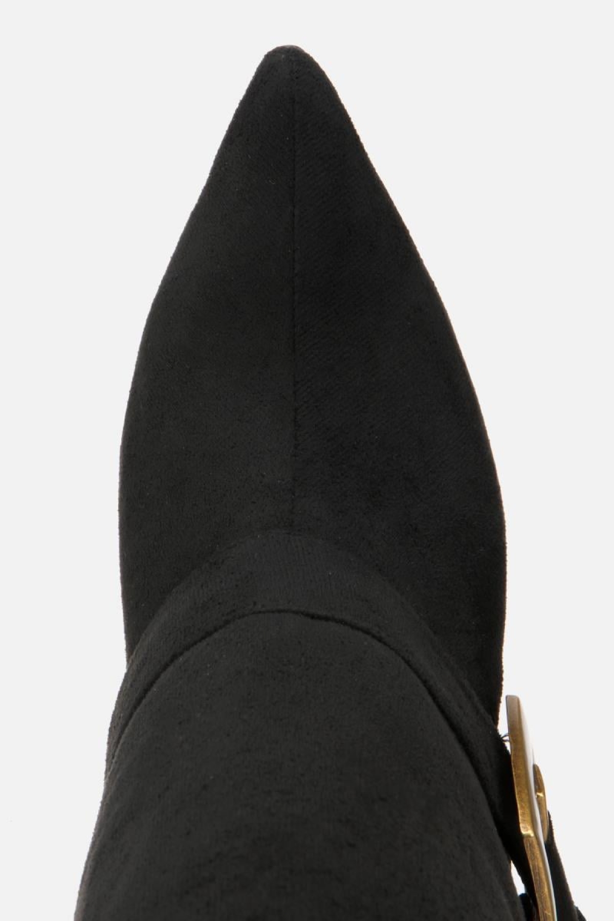 Kadın Süet Siyah Pantolon Görünümlü Tokalı Topuklu Çizme - Görsel 6