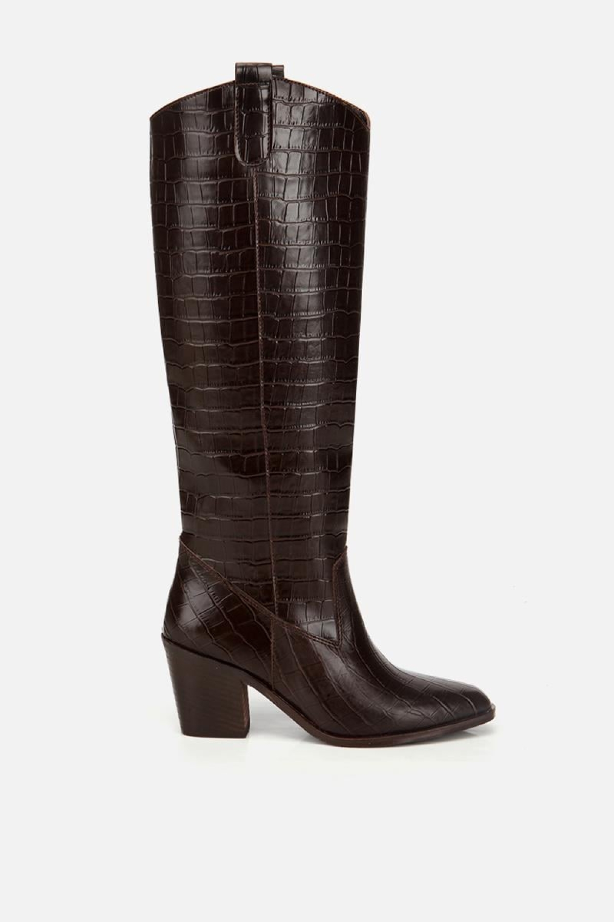 Kadın Kahverengi Kroko Desenli Kovboy Topuklu Çizme - Görsel 2