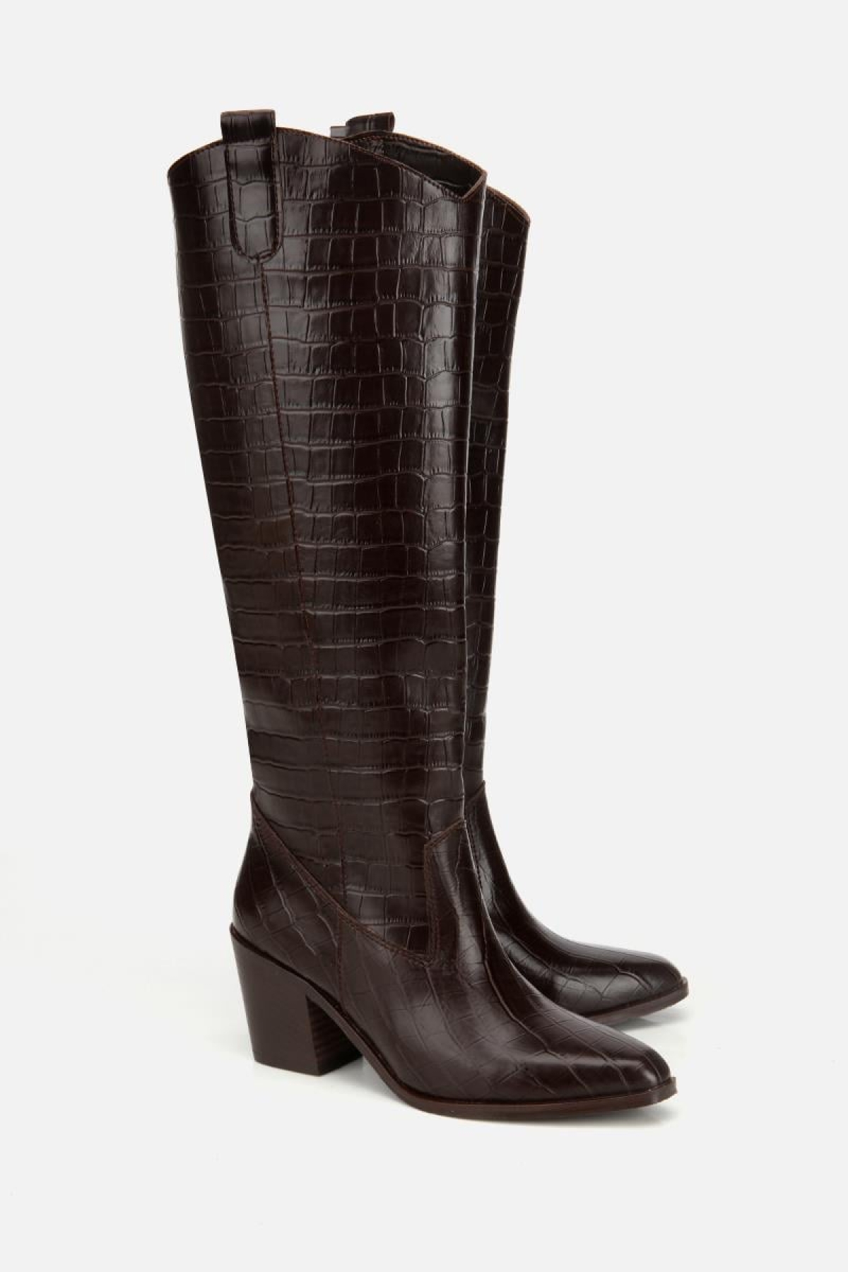Kadın Kahverengi Kroko Desenli Kovboy Topuklu Çizme - Görsel 3