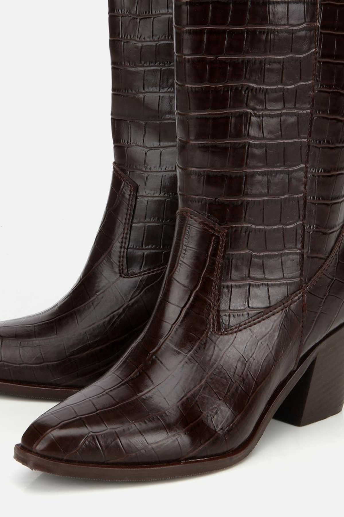 Kadın Kahverengi Kroko Desenli Kovboy Topuklu Çizme - Görsel 4