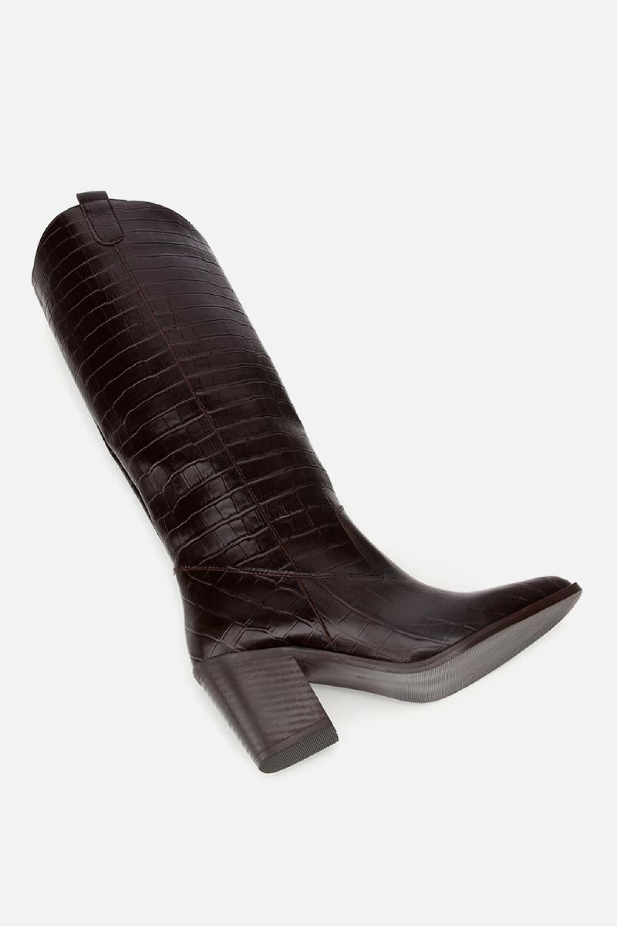 Kadın Kahverengi Kroko Desenli Kovboy Topuklu Çizme - Görsel 7