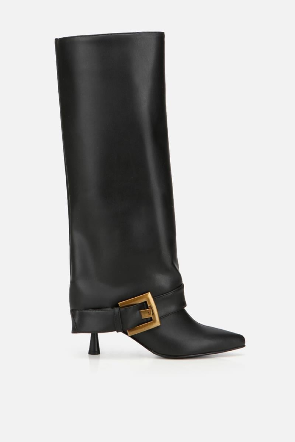 Kadın Siyah Pantolon Görünümlü Tokalı Topuklu Çizme - Görsel 2