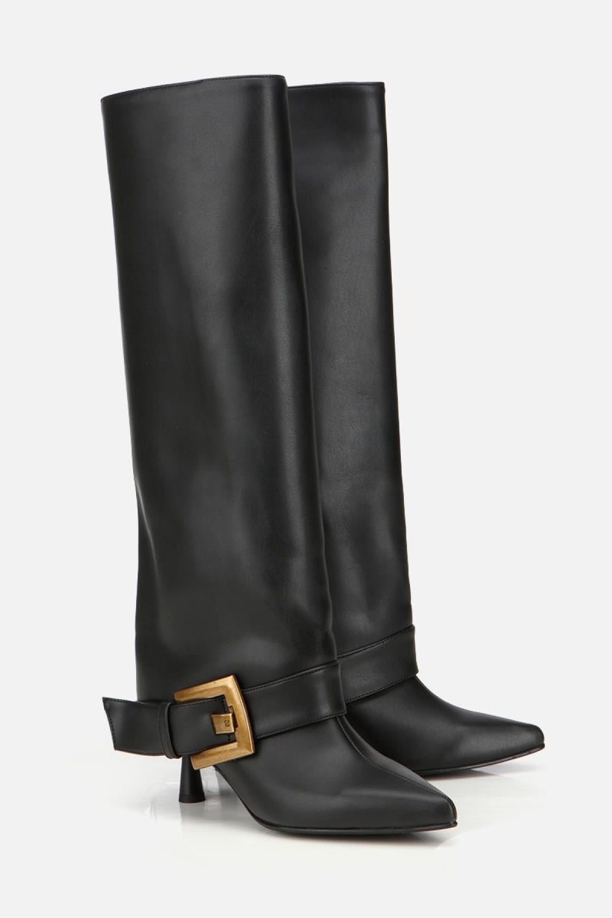 Kadın Siyah Pantolon Görünümlü Tokalı Topuklu Çizme - Görsel 3