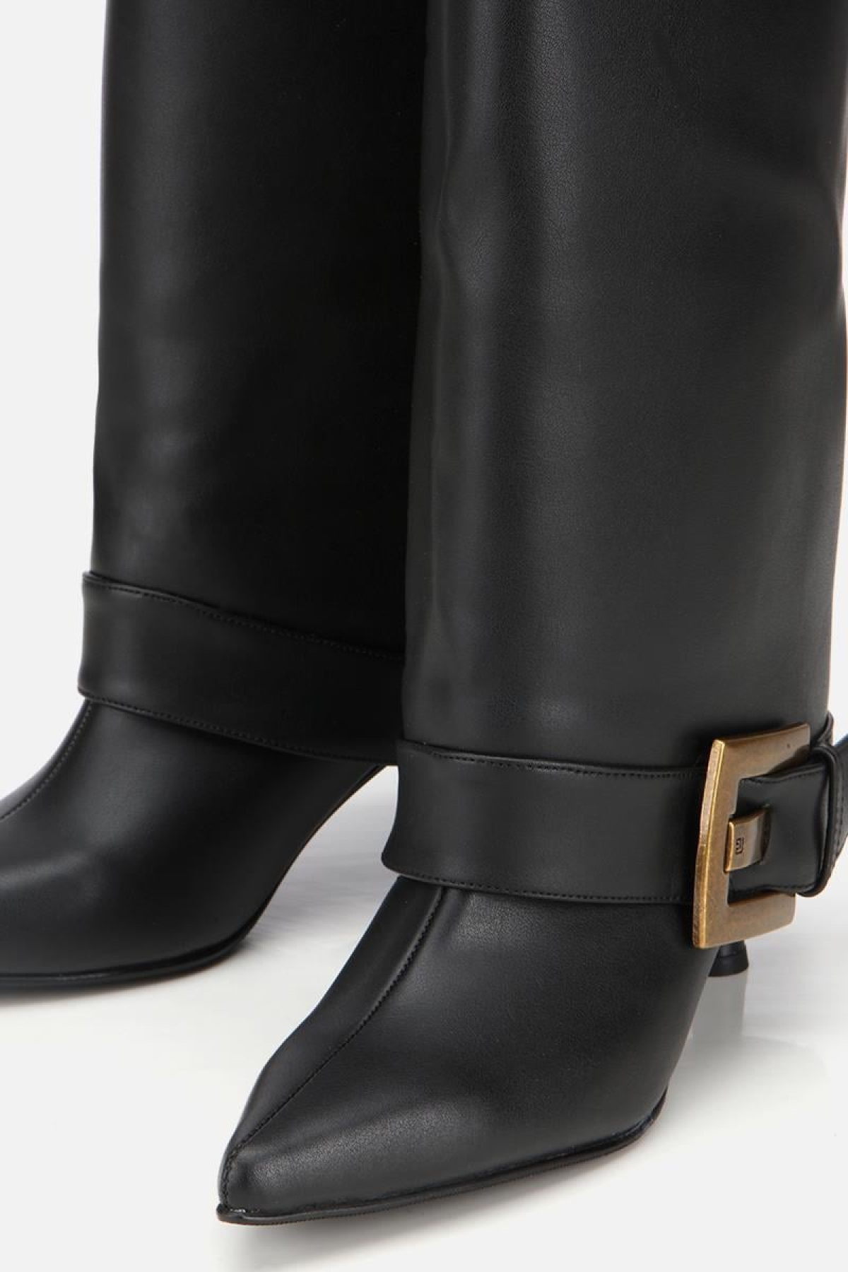 Kadın Siyah Pantolon Görünümlü Tokalı Topuklu Çizme - Görsel 5