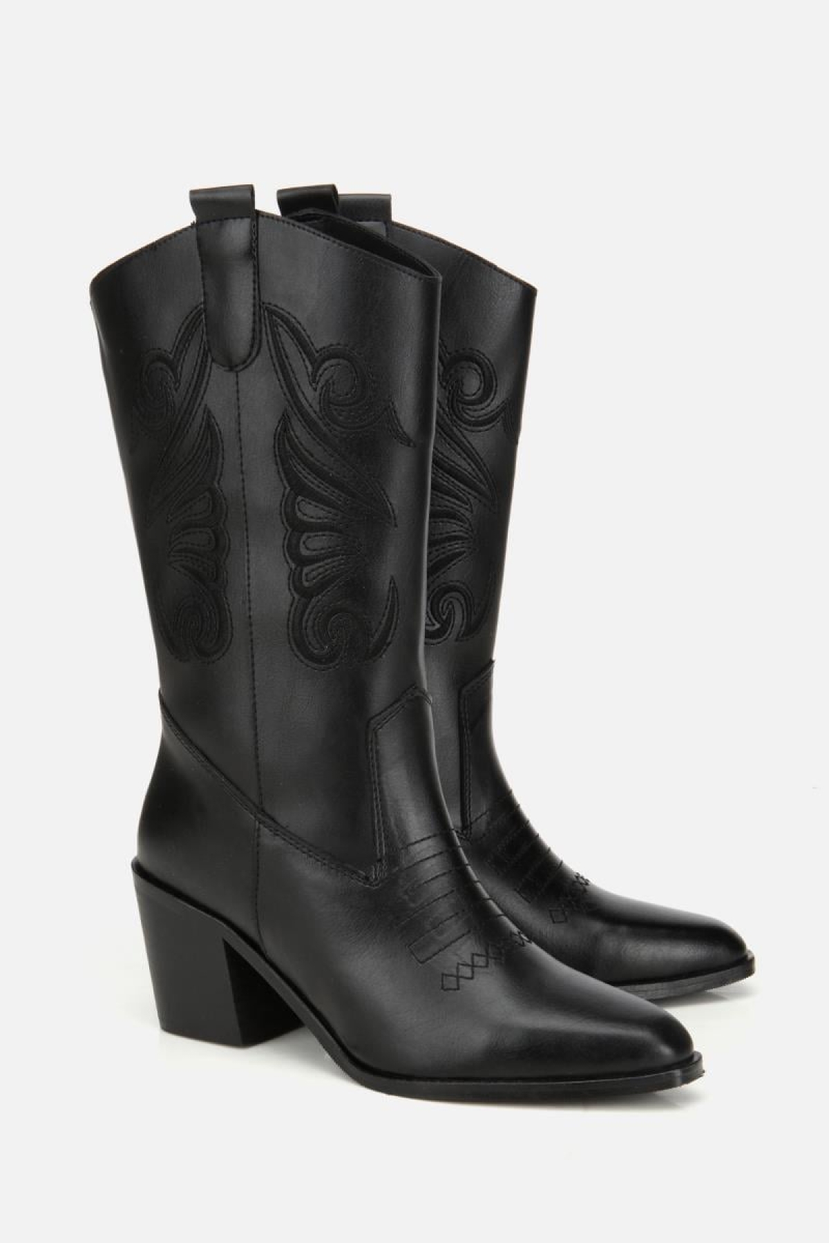Kadın Siyah İşleme Detaylı Kovboy Western Topuklu Bot - Görsel 5