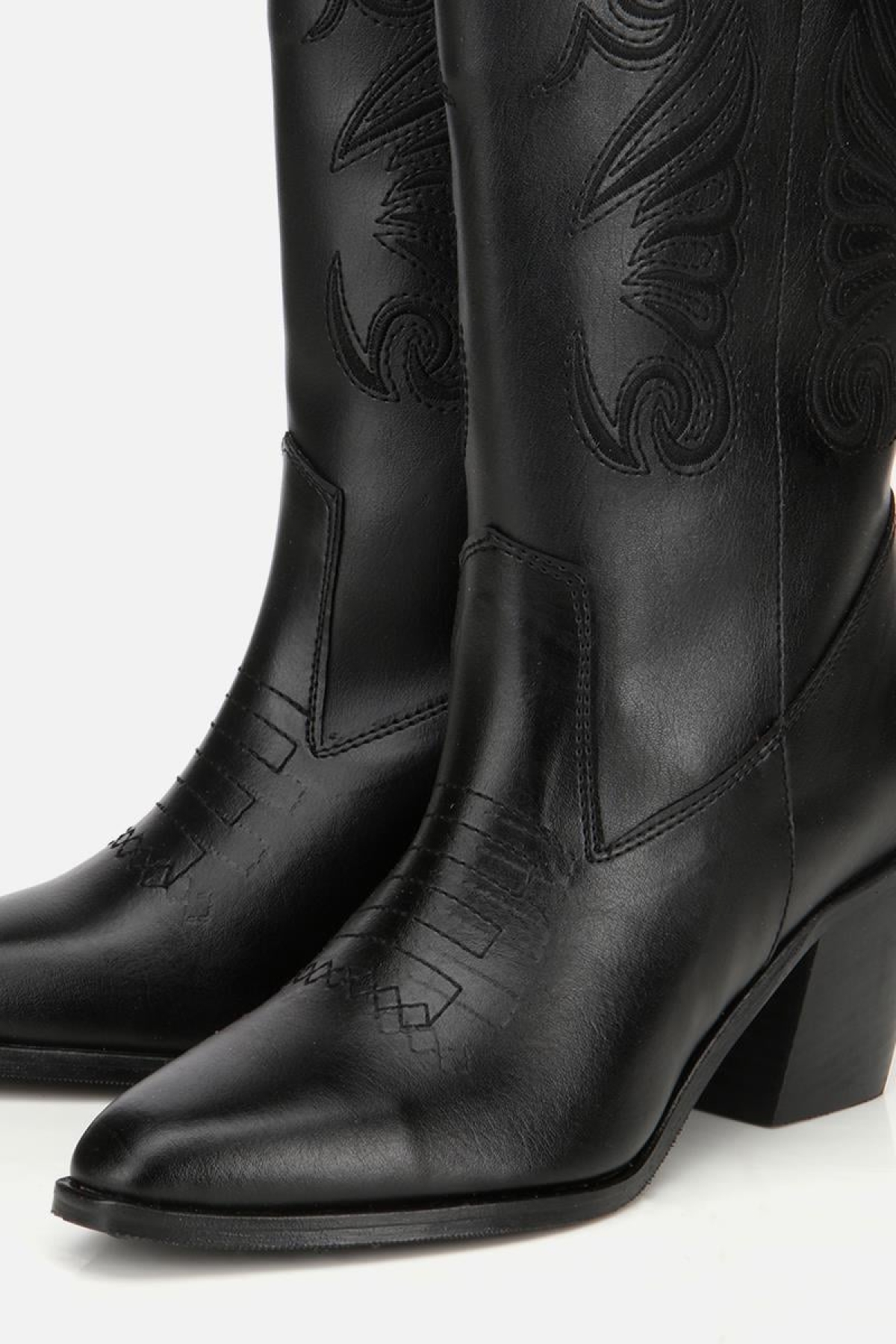 Kadın Siyah İşleme Detaylı Kovboy Western Topuklu Bot - Görsel 6