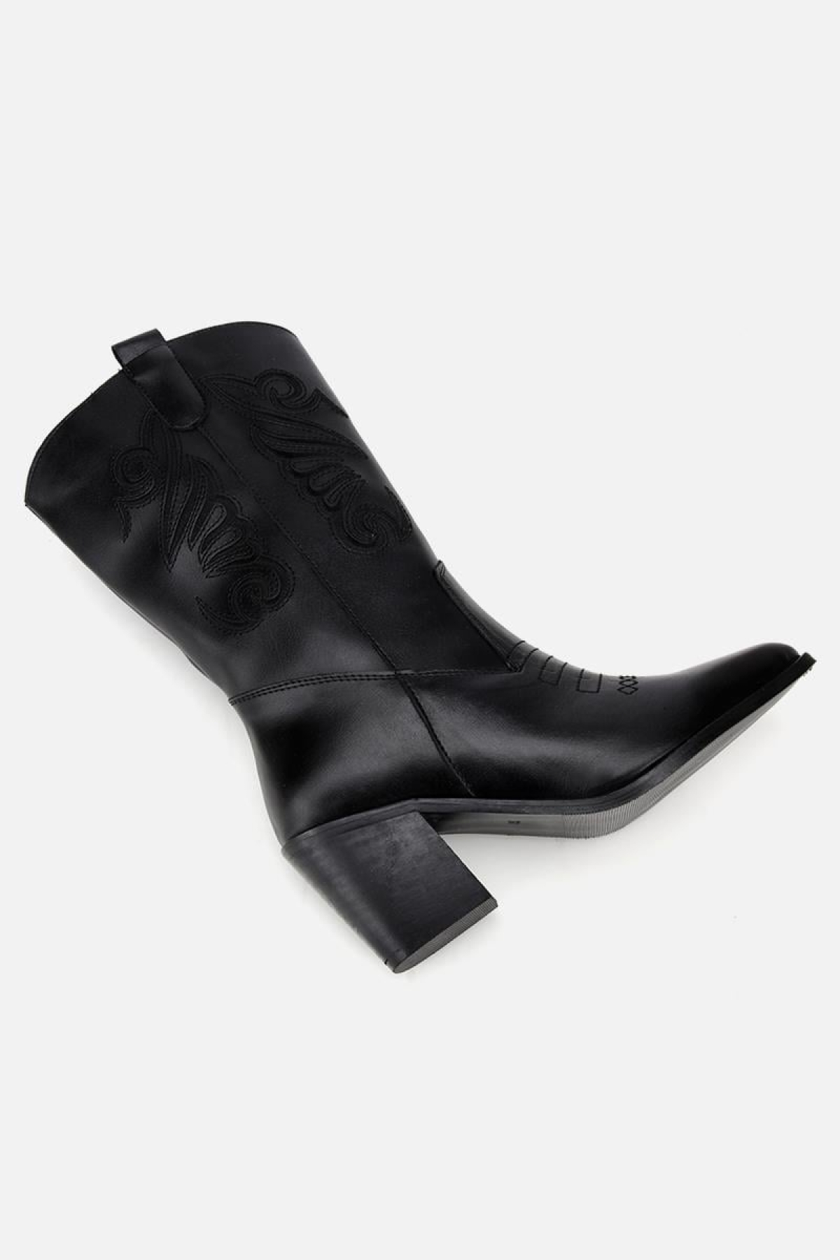 Kadın Siyah İşleme Detaylı Kovboy Western Topuklu Bot - Görsel 9